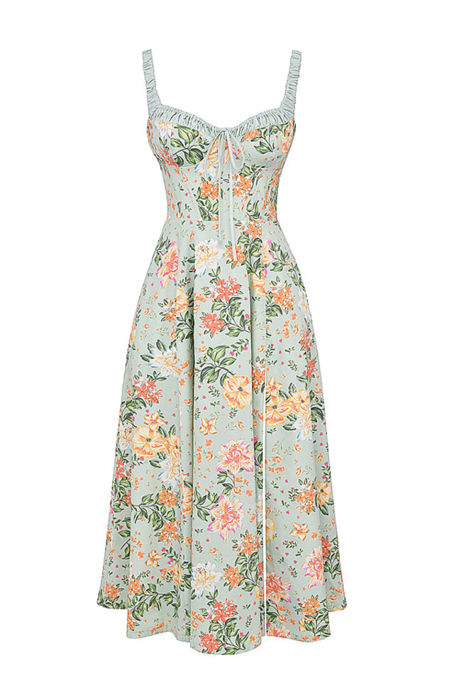 Melivya™ SABRINA LIGHT JADE PRINT BUSTIER SUNDRESS