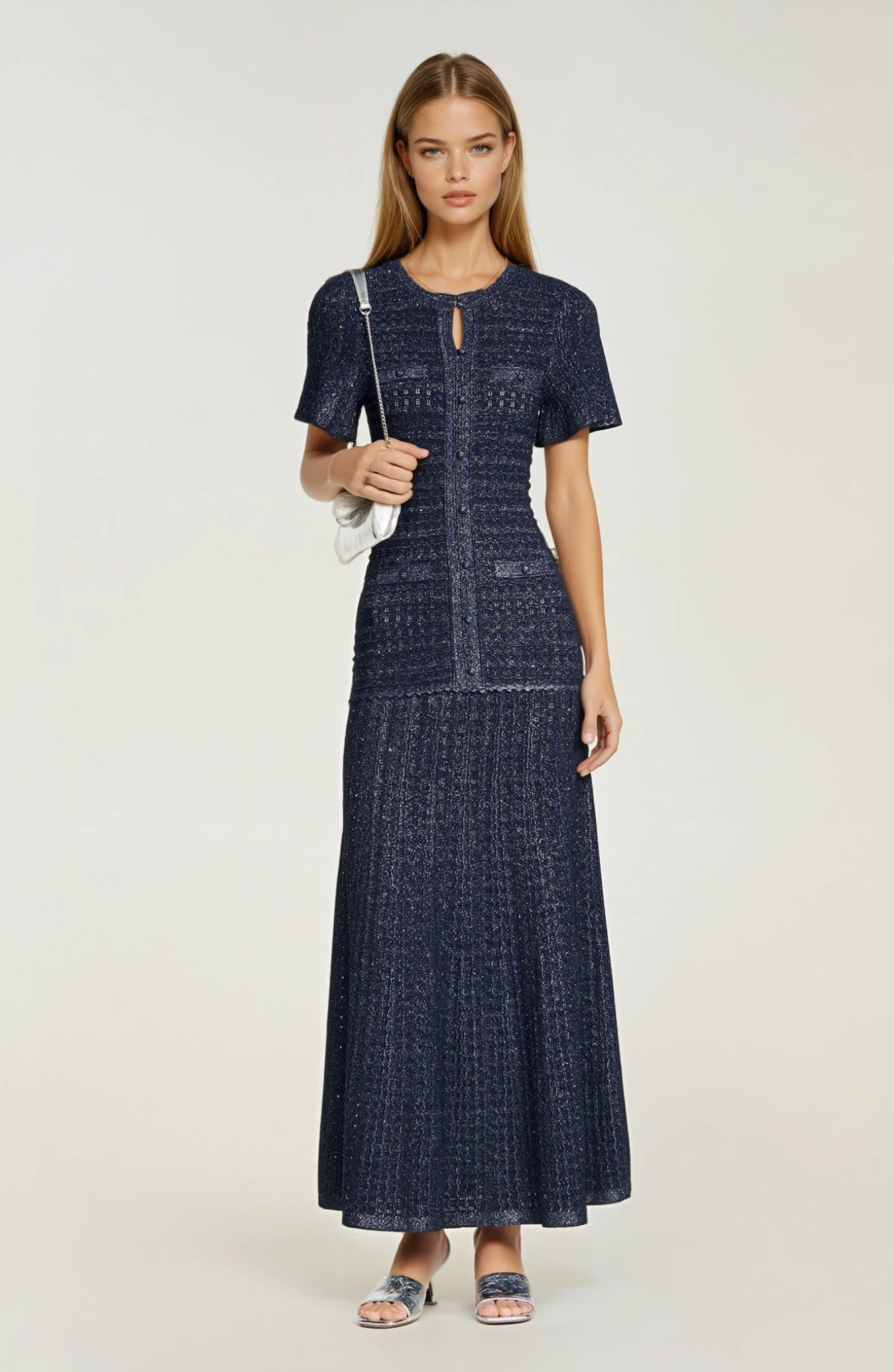 Melivya™  RHINESTONE KNIT MAXI DRESS