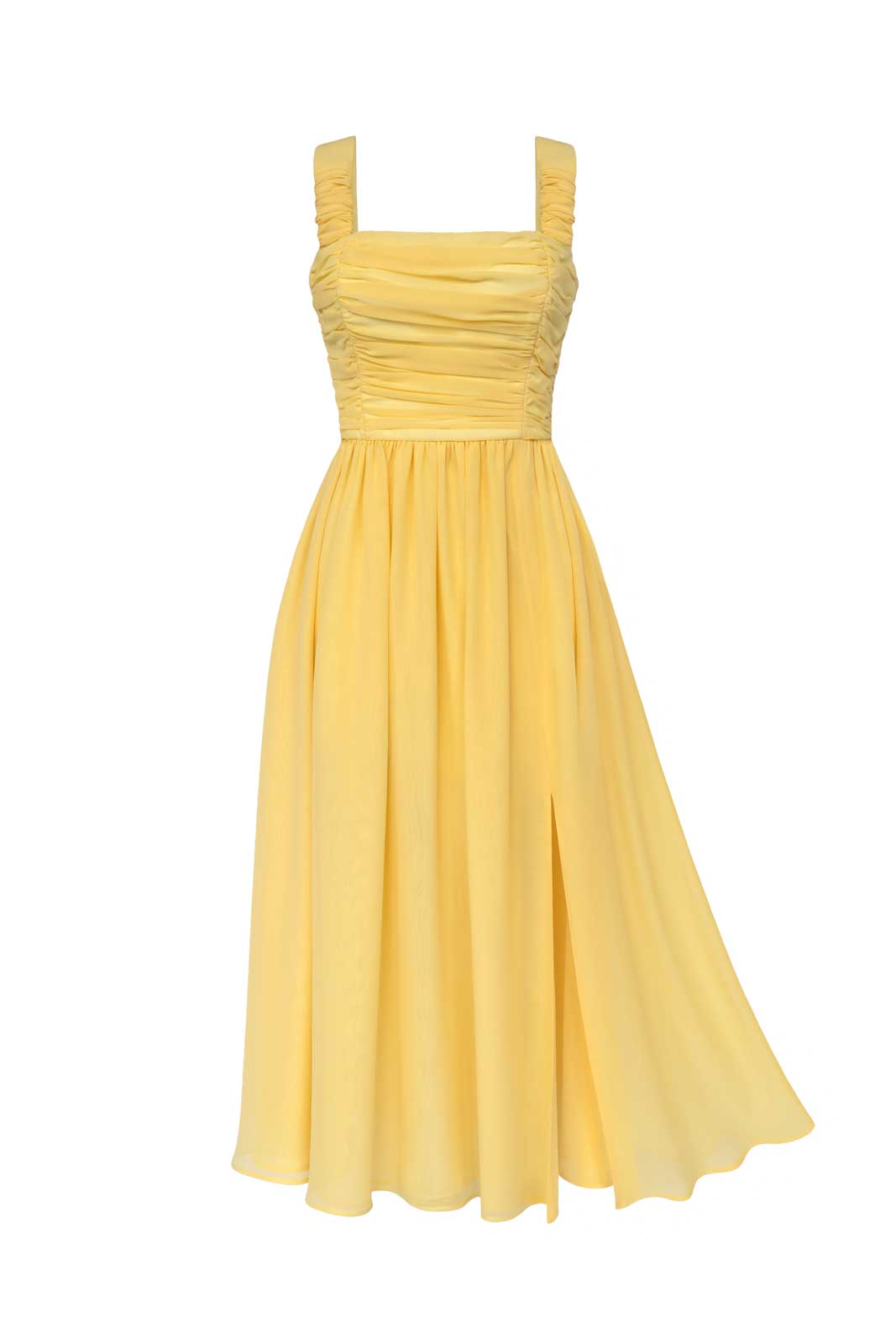 Melivya™ Draped Bodice Chiffon Midi Dress