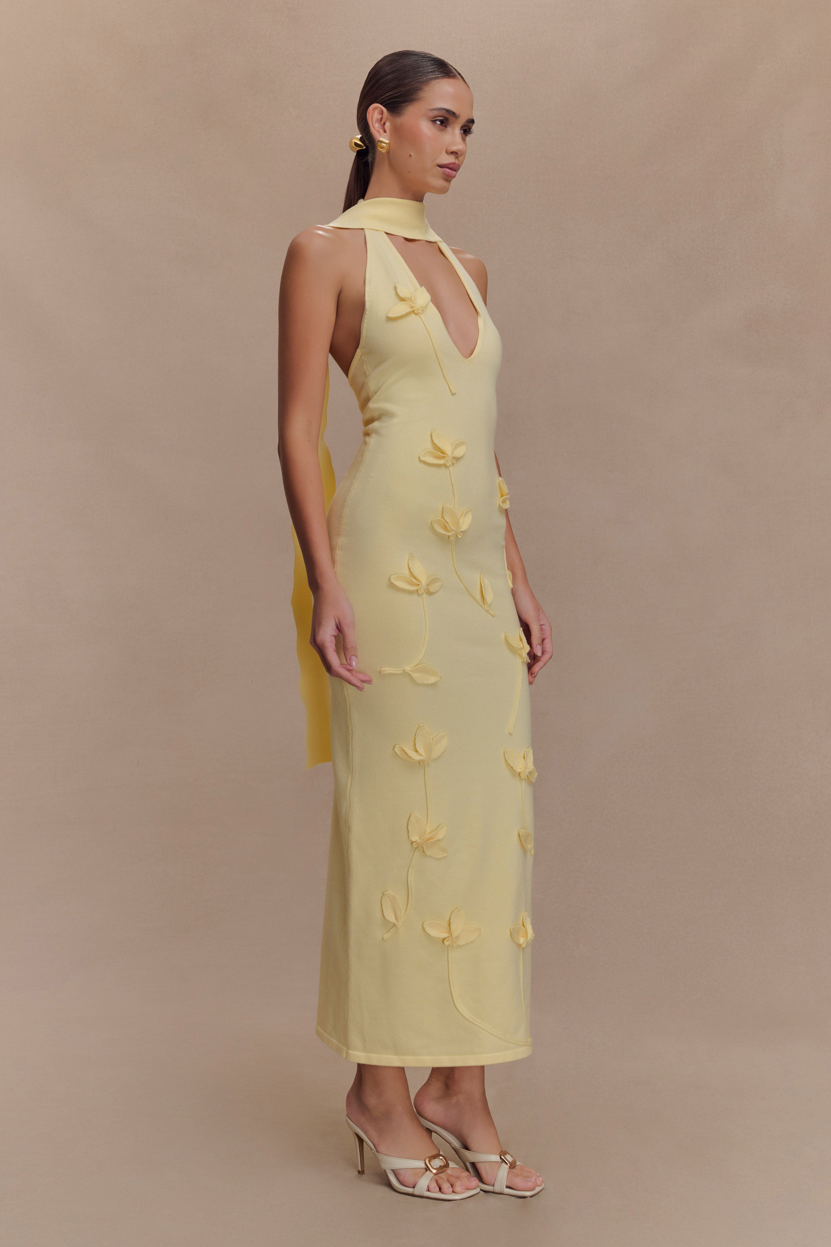 Melivya™ Floral Knit Midi Dress