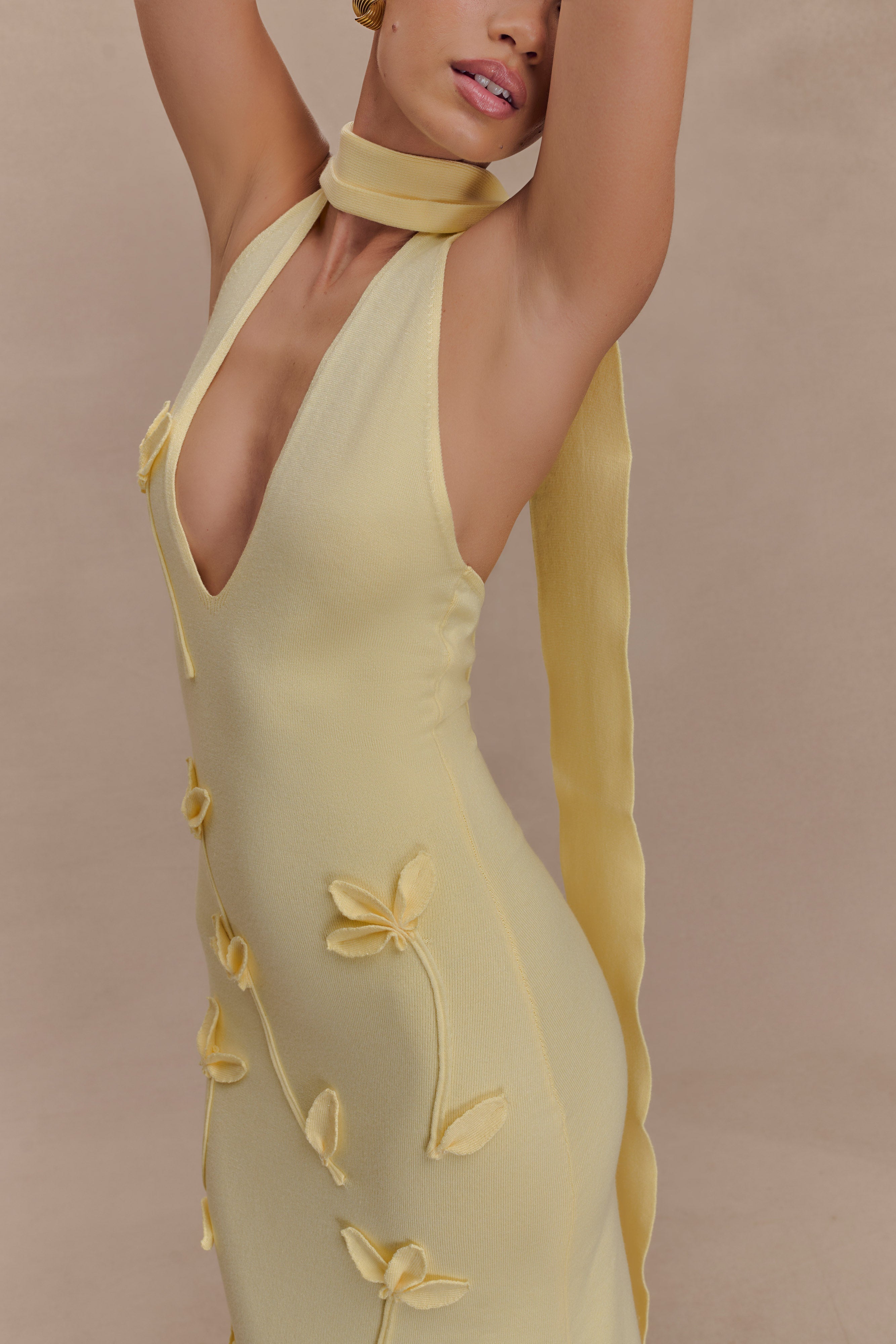 Melivya™ Floral Knit Midi Dress