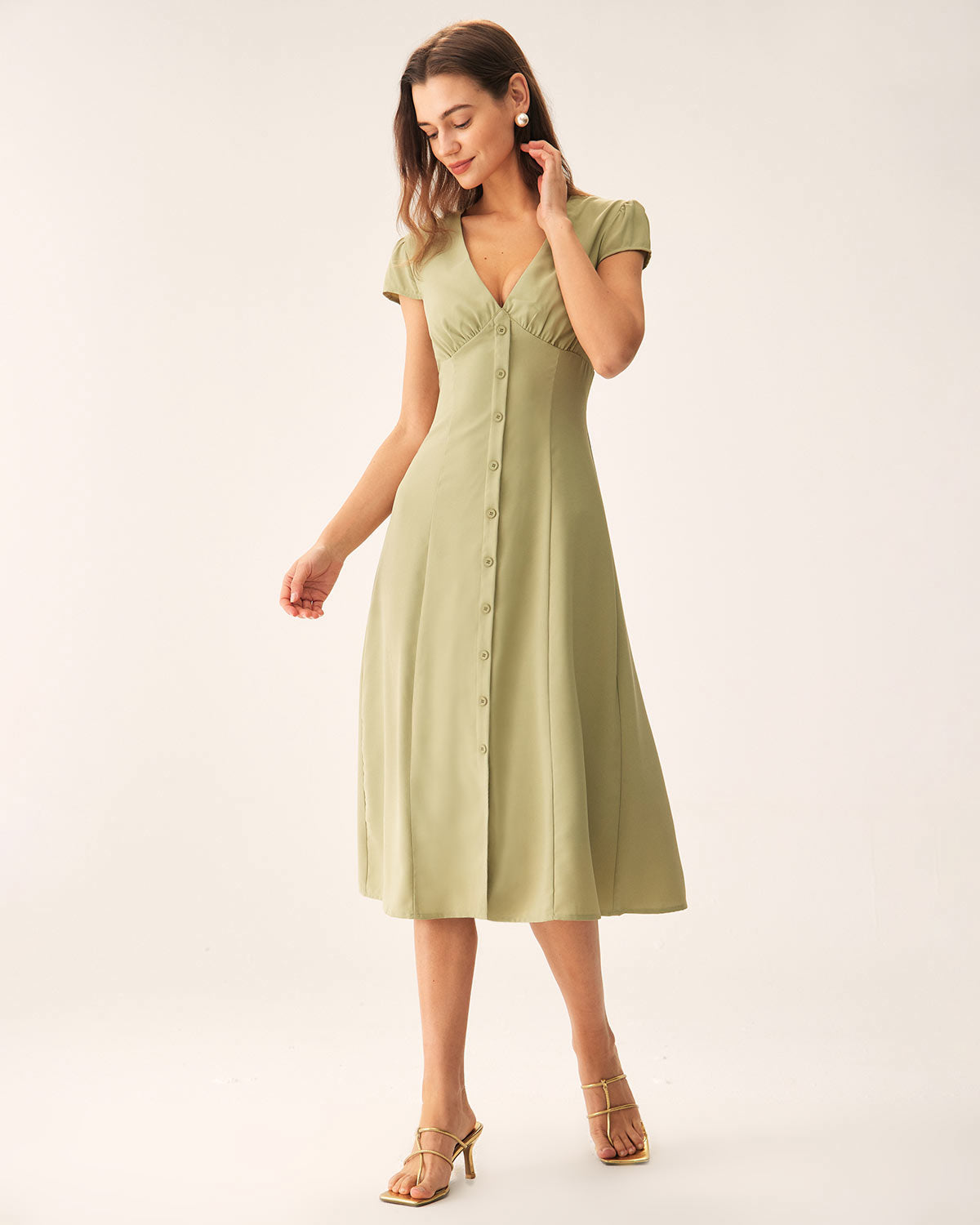 Melivya™  V-Neck Midi Dress