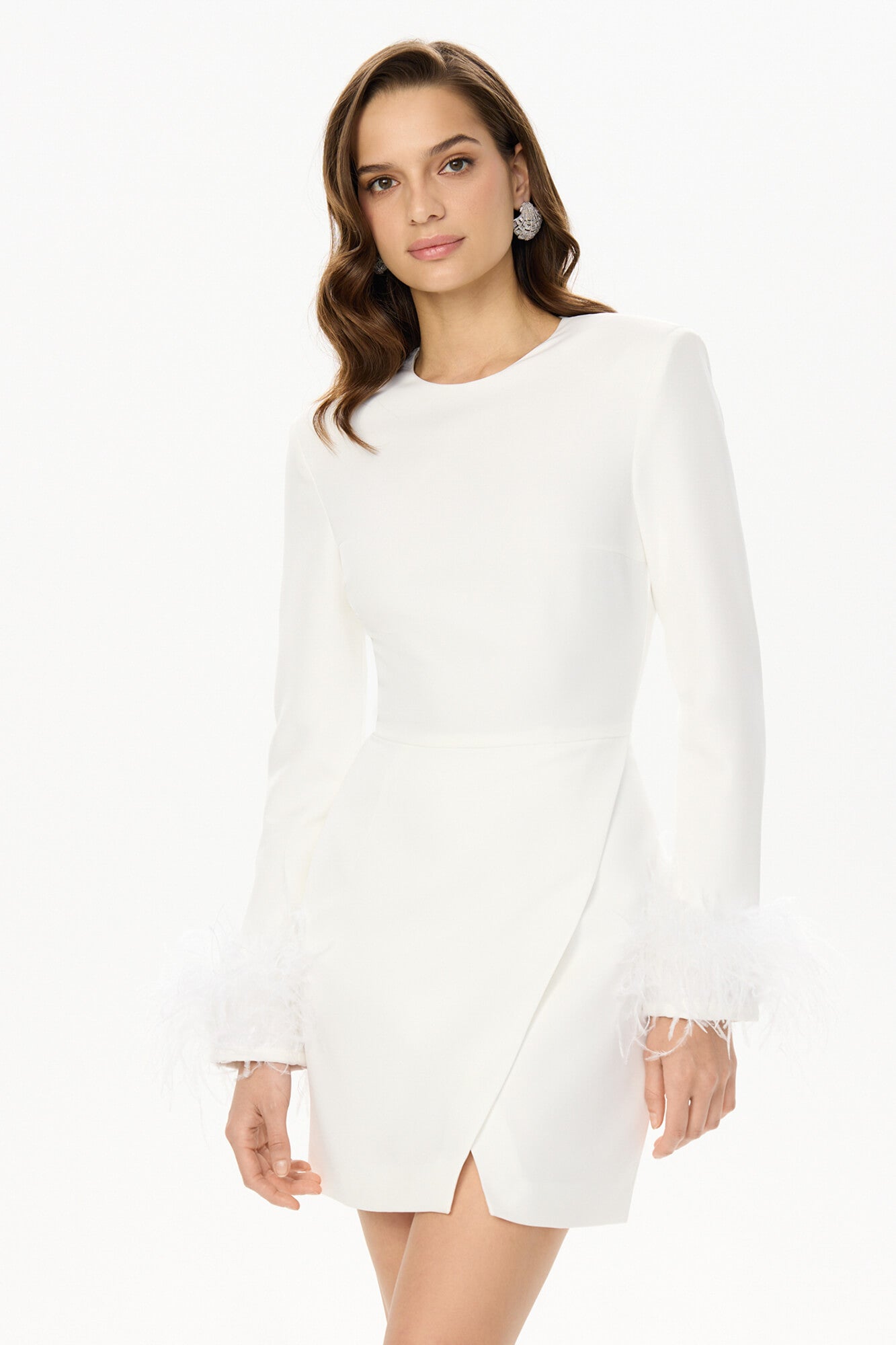 Melivya™ Wrap Feather Sleeve Mini Dress