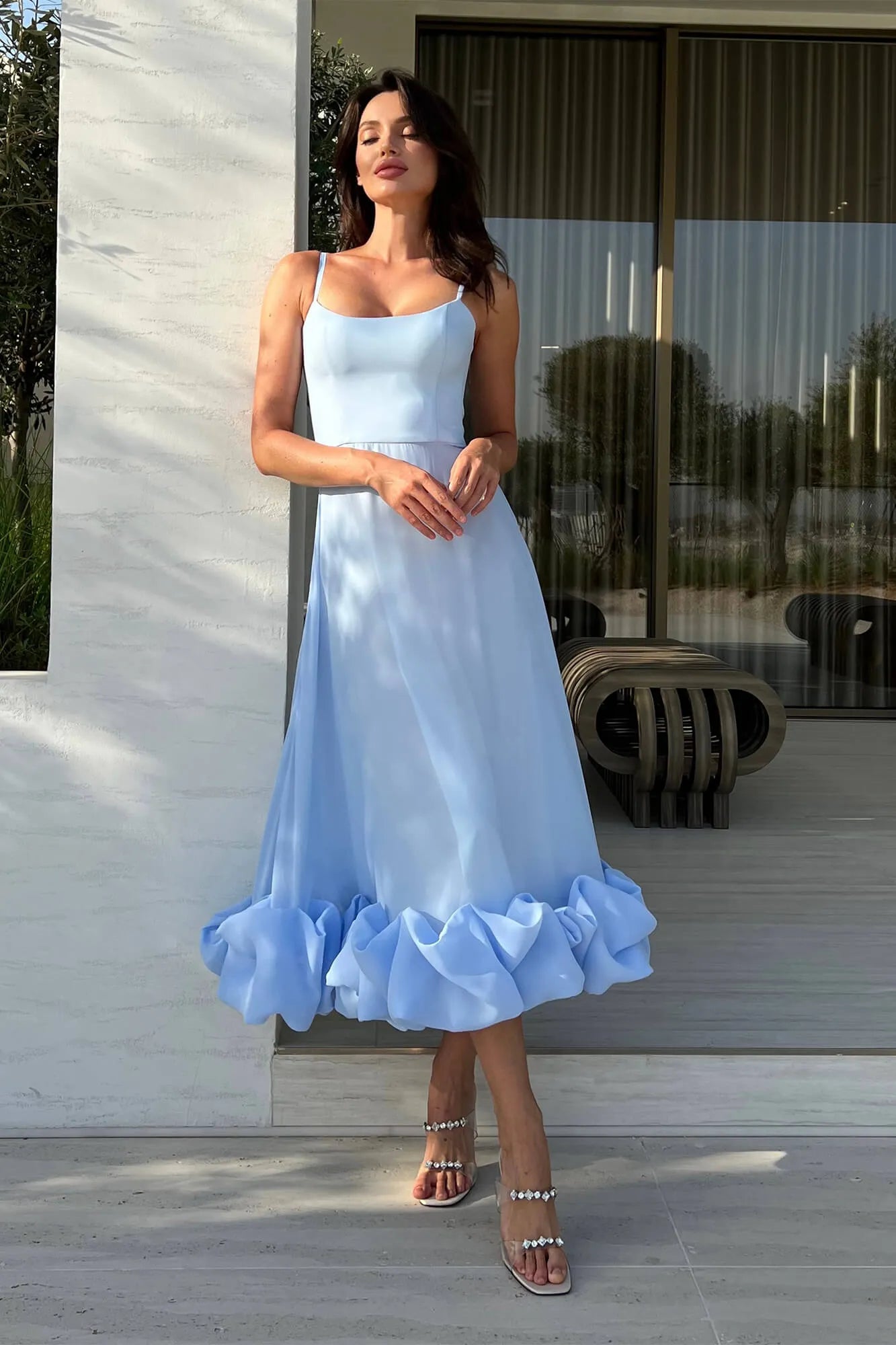 Melivya™ Flounce Bustier Midi Dress