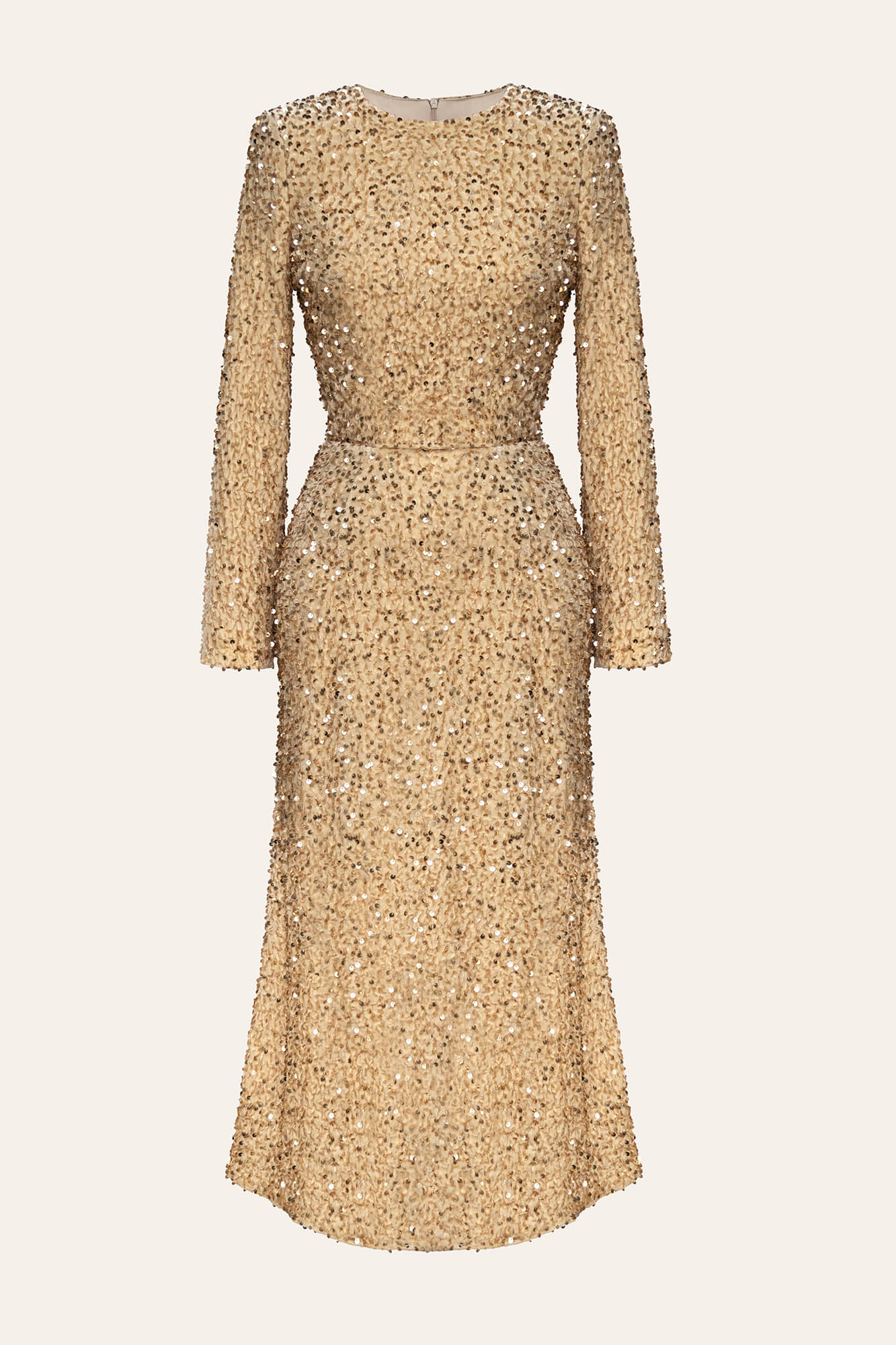Melivya™ Sequin Decorated Velvet Long Sleeve Midi Dress