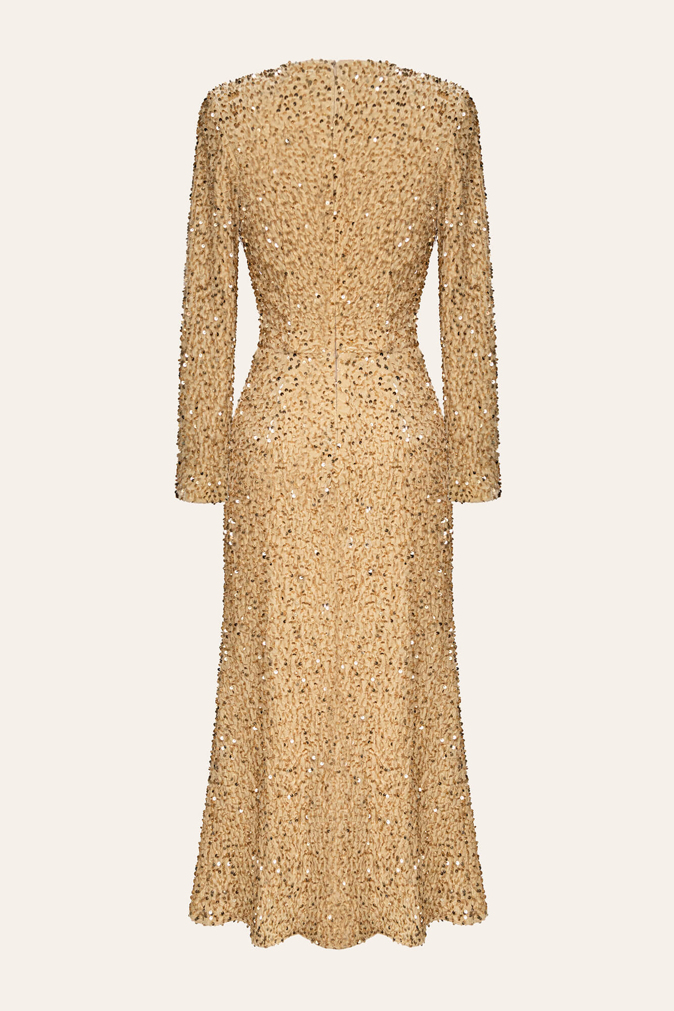 Melivya™ Sequin Decorated Velvet Long Sleeve Midi Dress