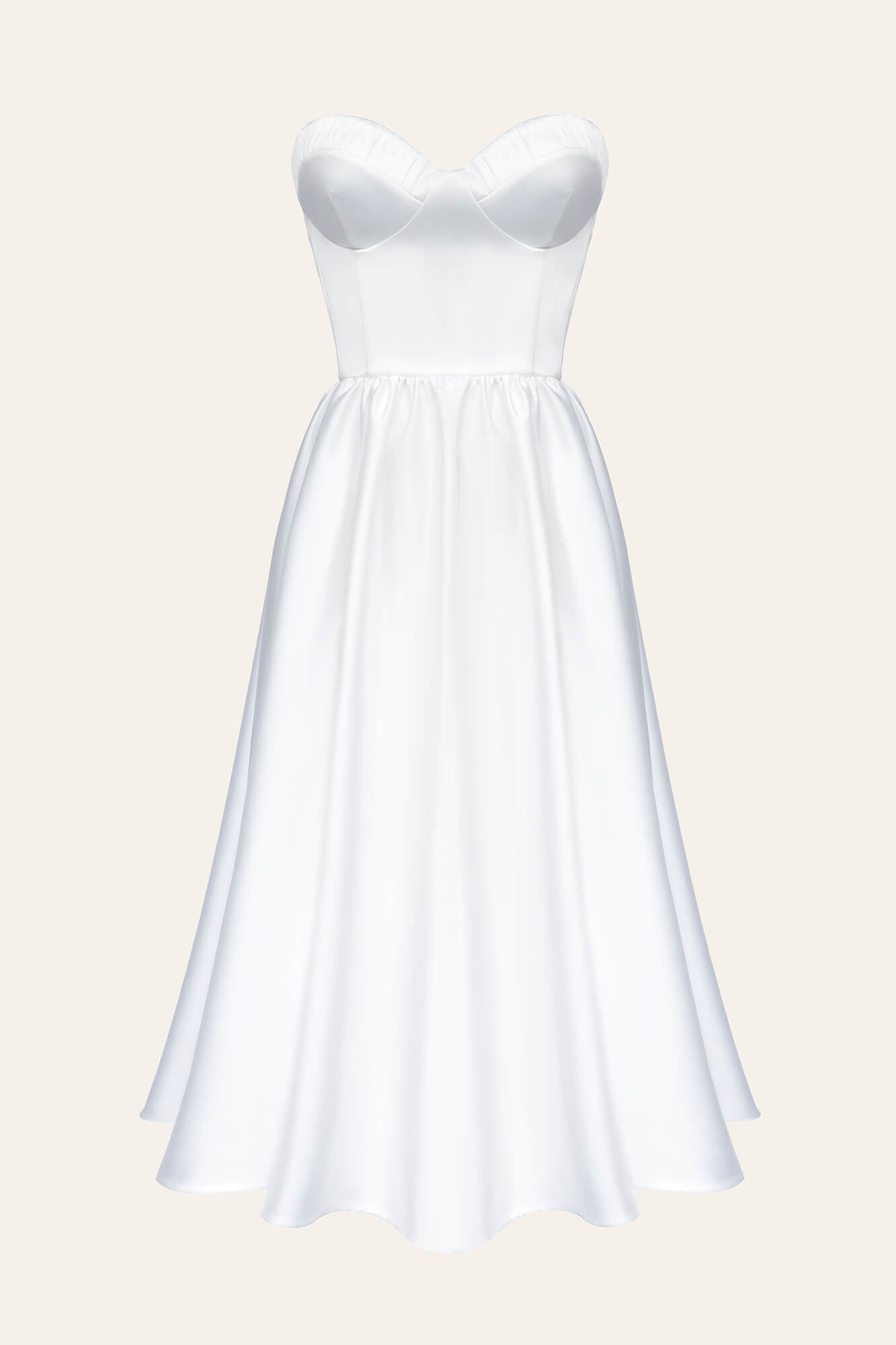 Melivya™ Bustier Pleated Bust Cups Midi Dress