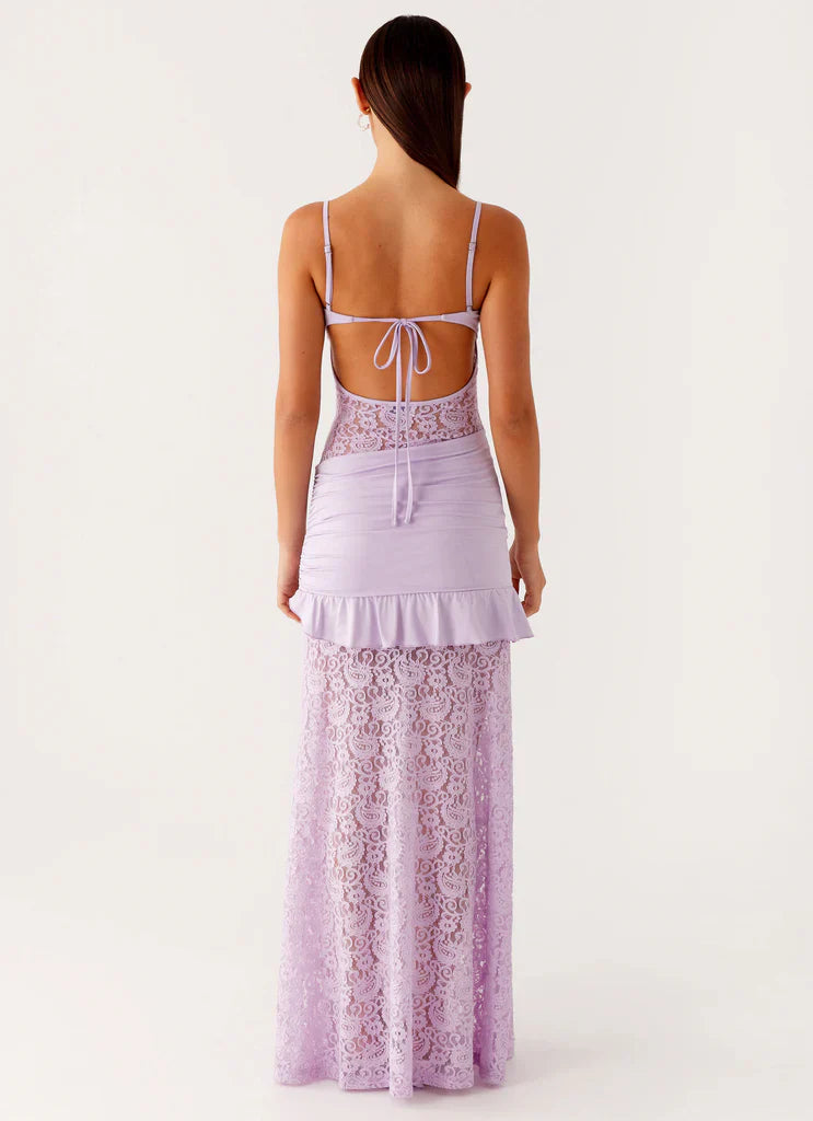 Melivya™ Lilac Veil Ruffle Gown