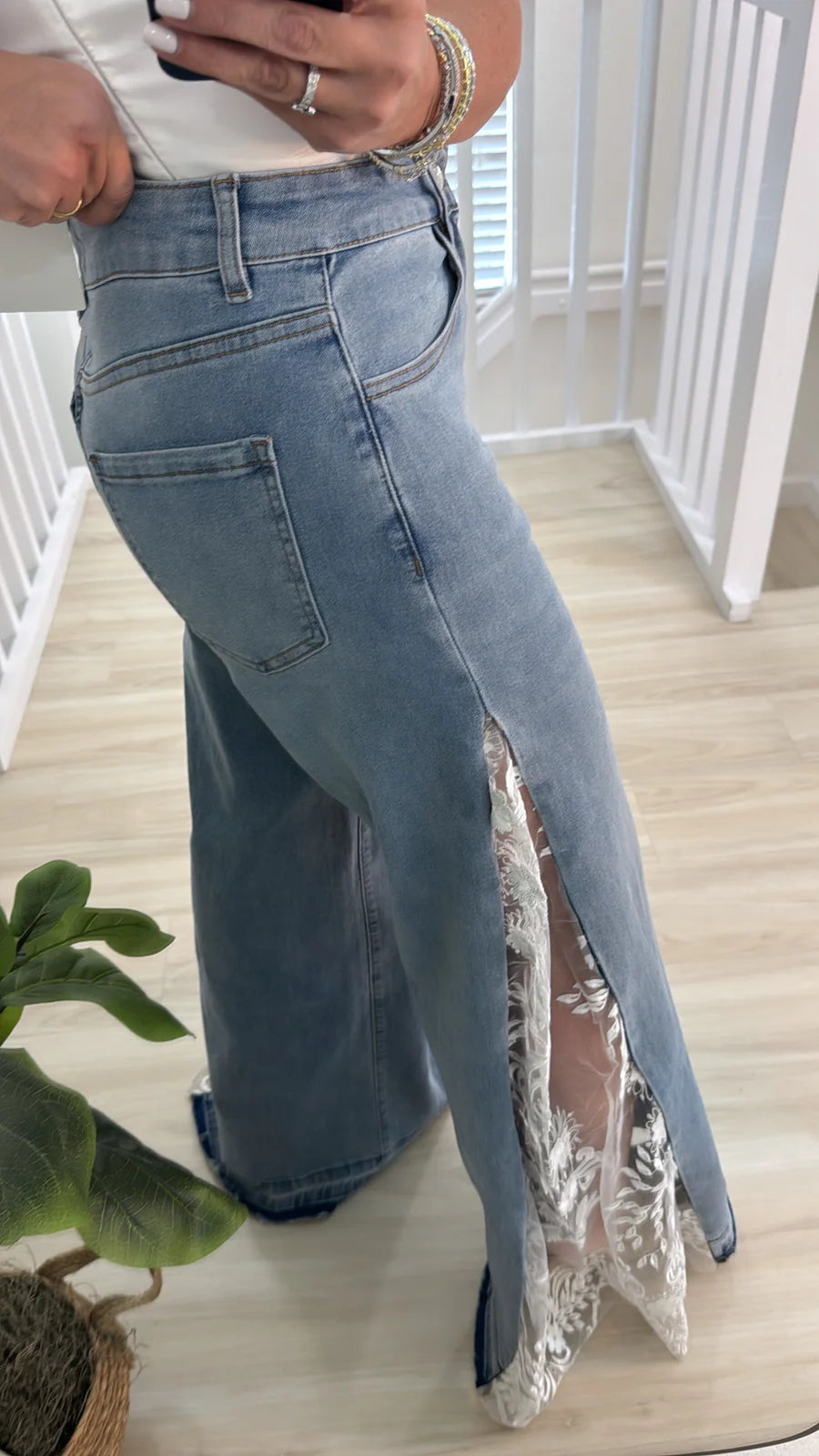 Melivya™ Lace Whisper Wide Leg Jeans