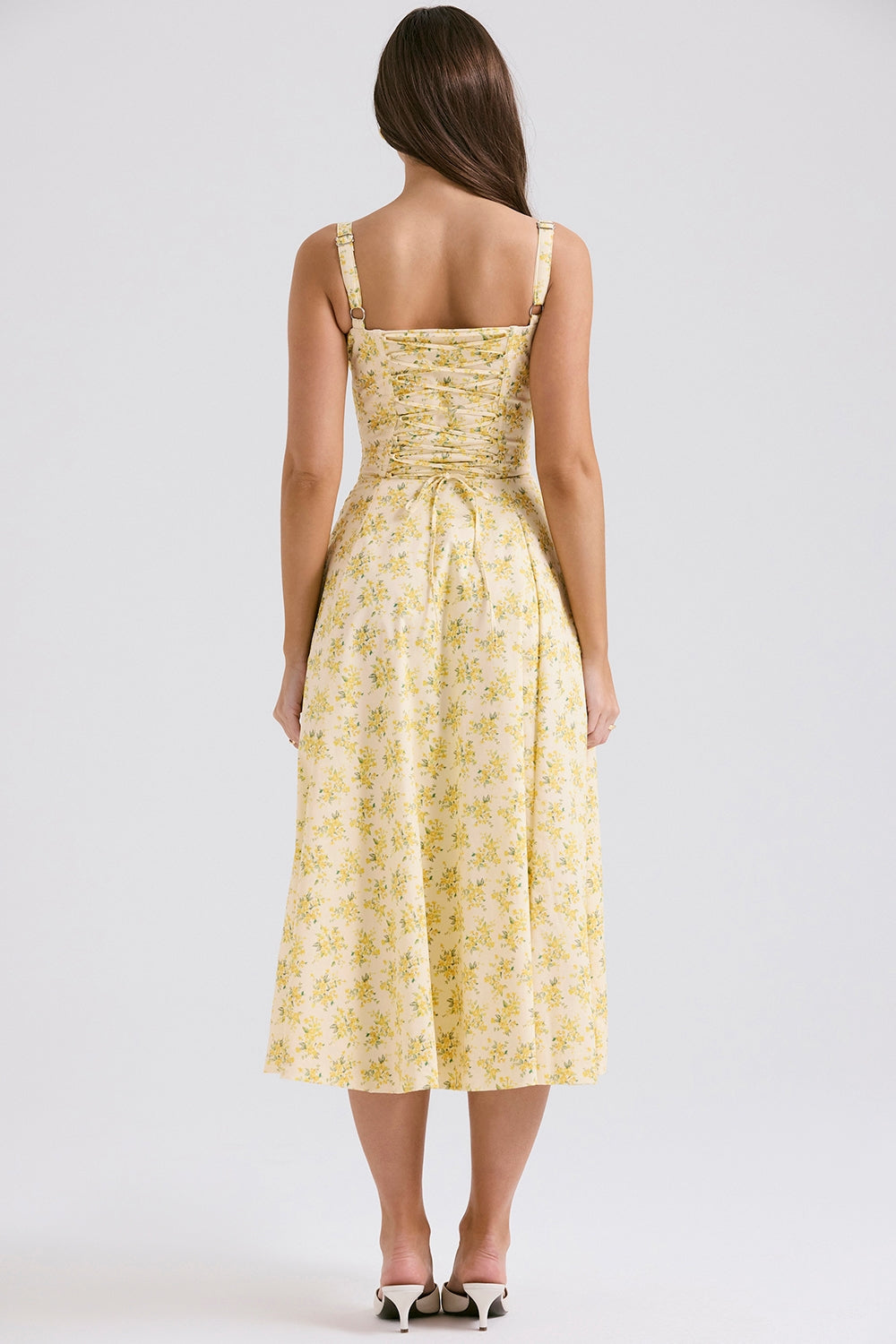 Melivya™ CARMEN BUTTERCUP VINTAGE FLORAL PRINT COTTON BUSTIER SUNDRESS