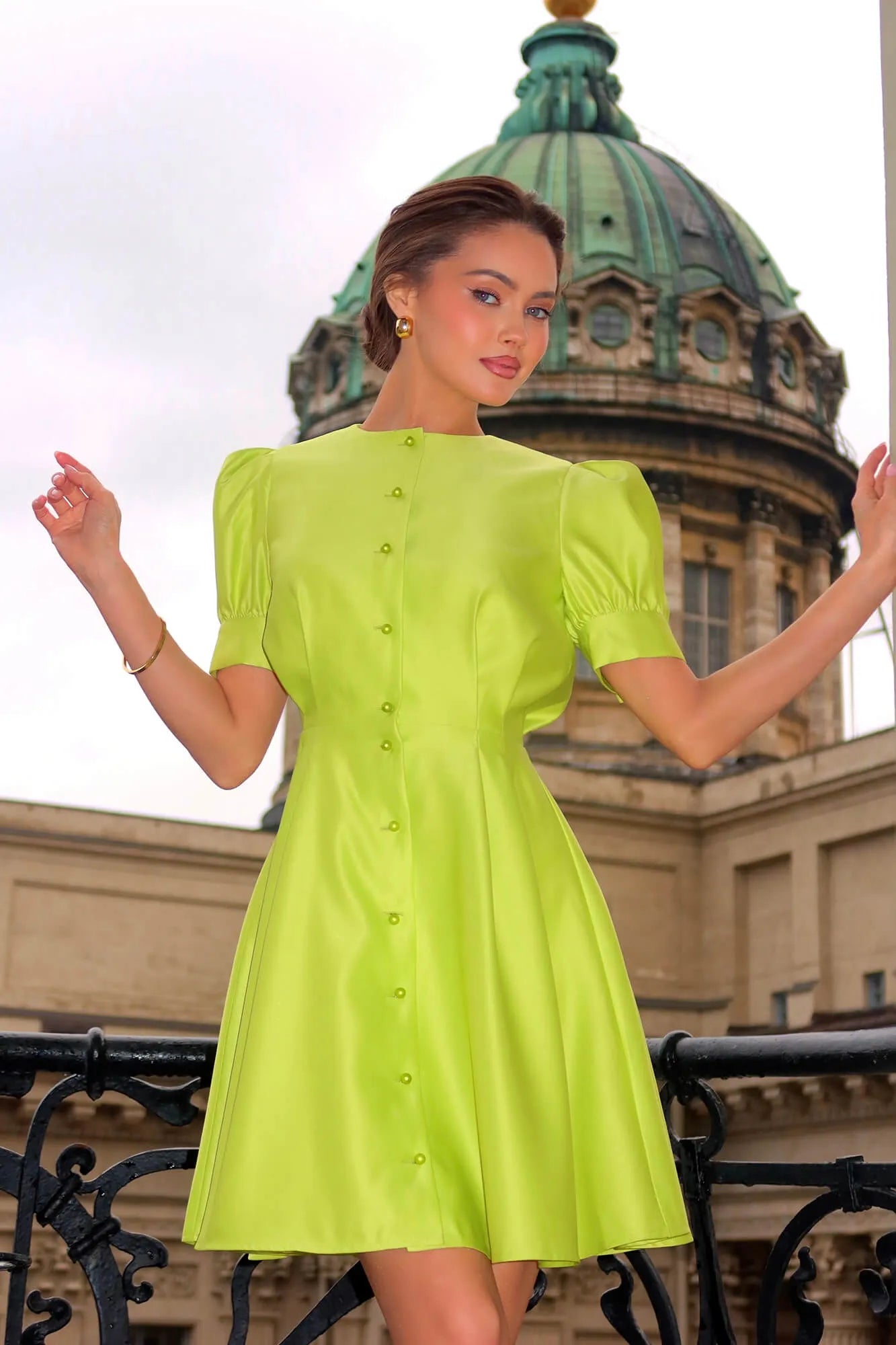 Melivya™ Button Front Mini Dress