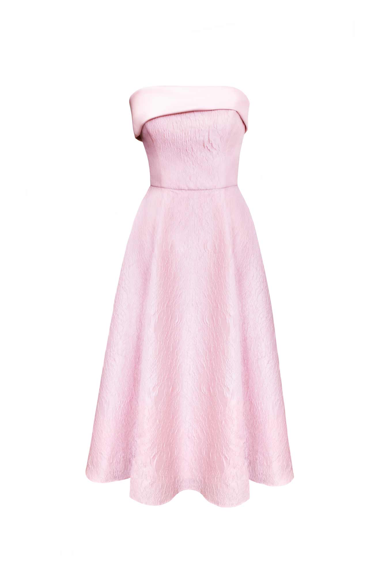 Melivya™ Jacquard Midi Dress with Satin Turn-up