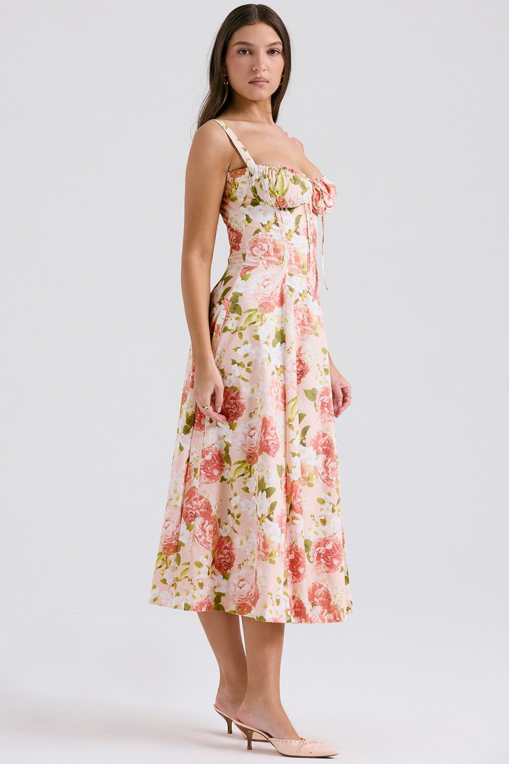 Melivya™ CARMEN PINK PEONY PRINT COTTON BUSTIER - Pink