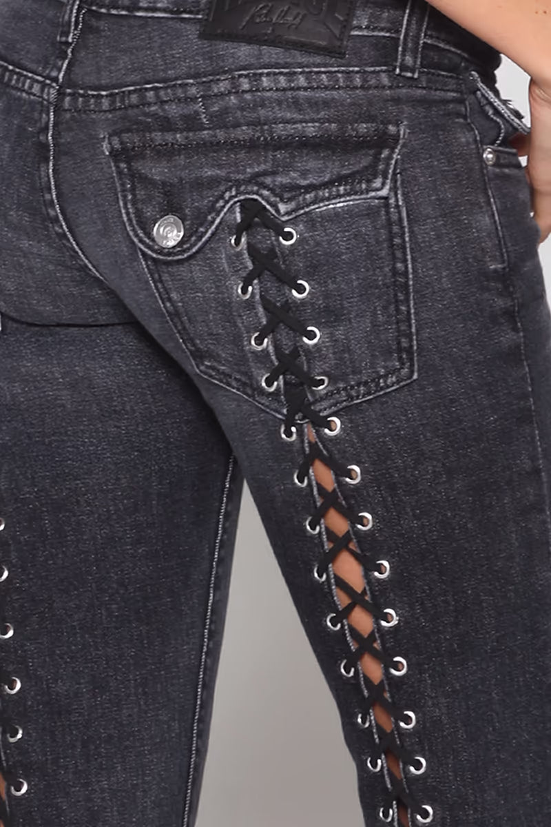 Melivya™ Midnight Tie-Back Flare Jeans