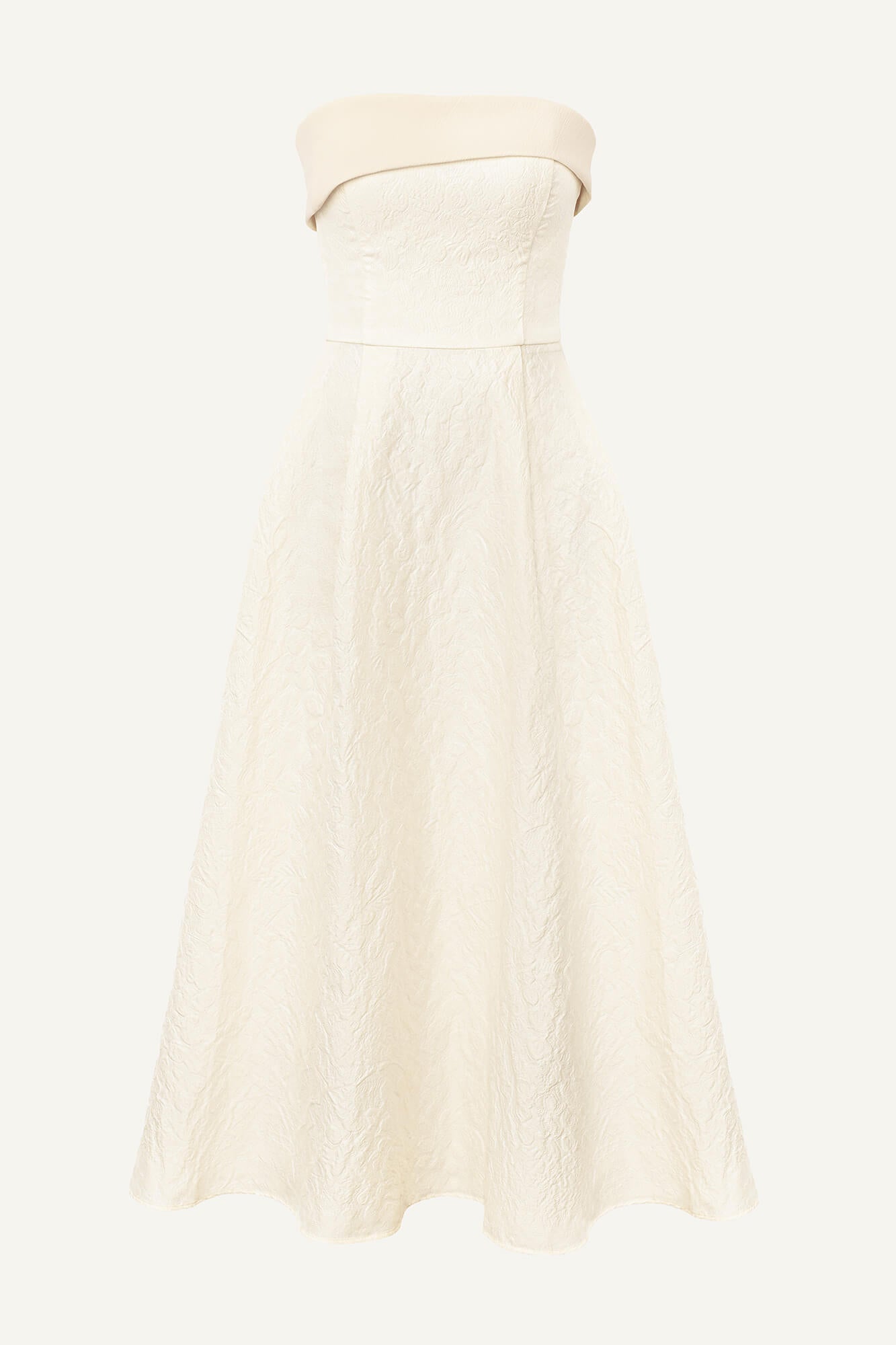 Melivya™ Jacquard Midi Dress with Satin Turn-up