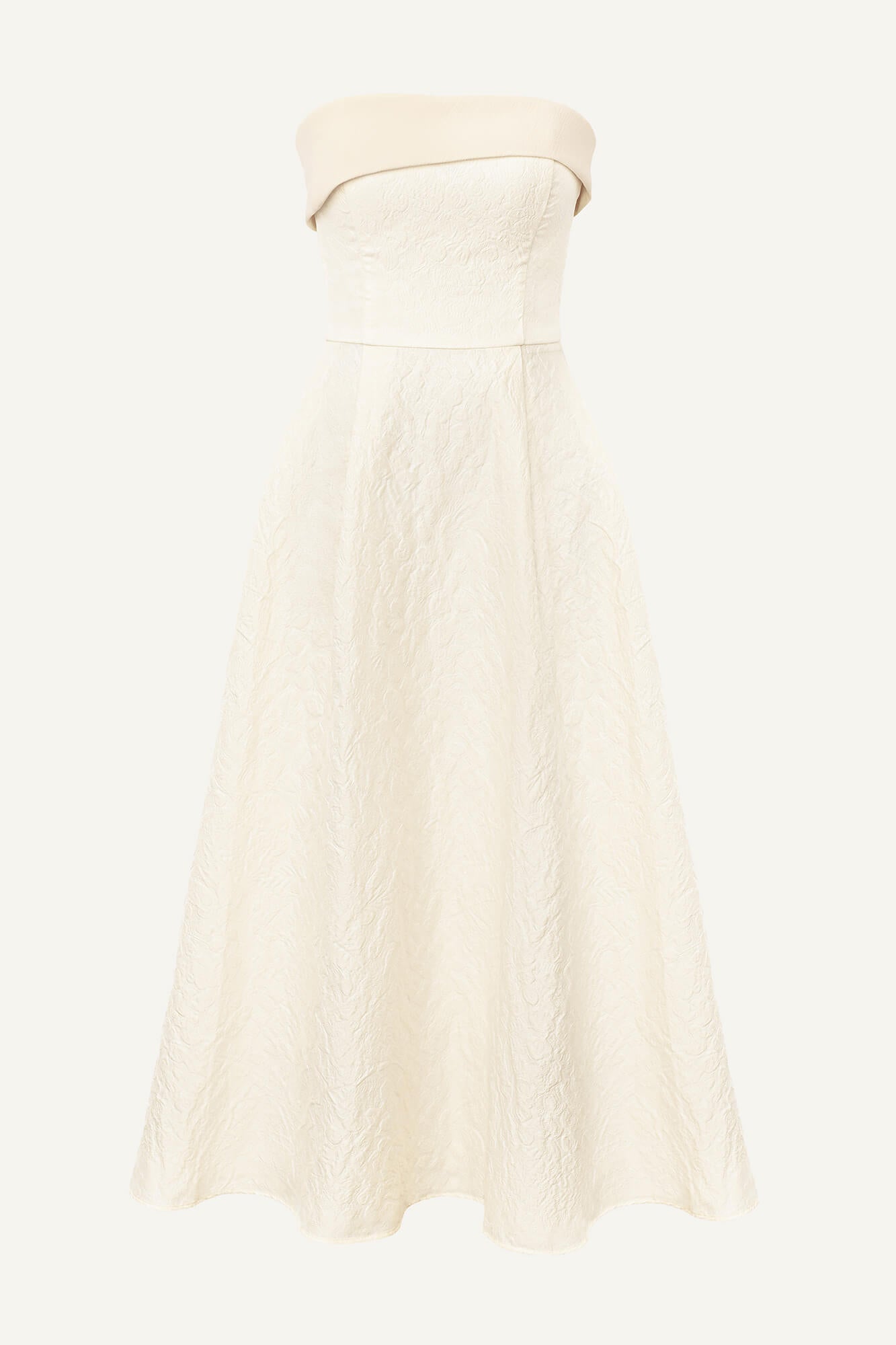 Melivya™ Jacquard Midi Dress with Satin Turn-up
