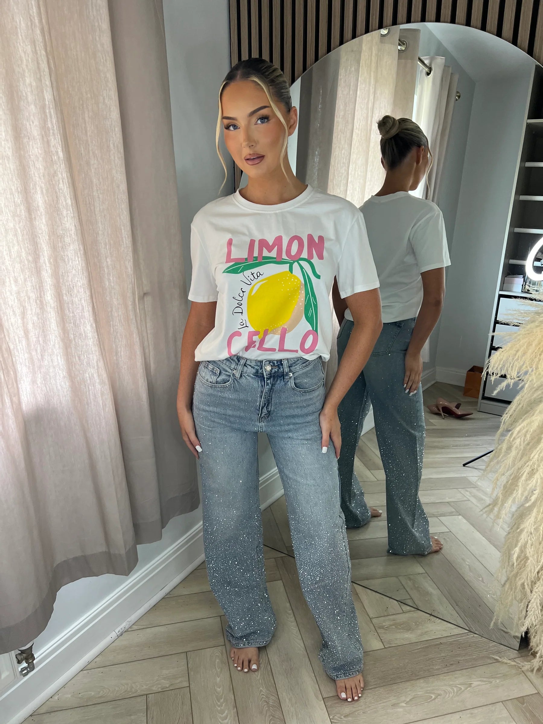Melivya™ Ombre Rhinestone Wide Leg Jeans