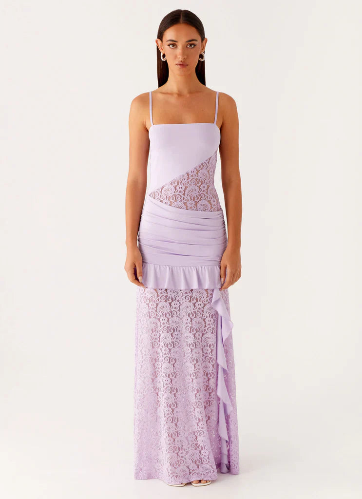 Melivya™ Lilac Veil Ruffle Gown