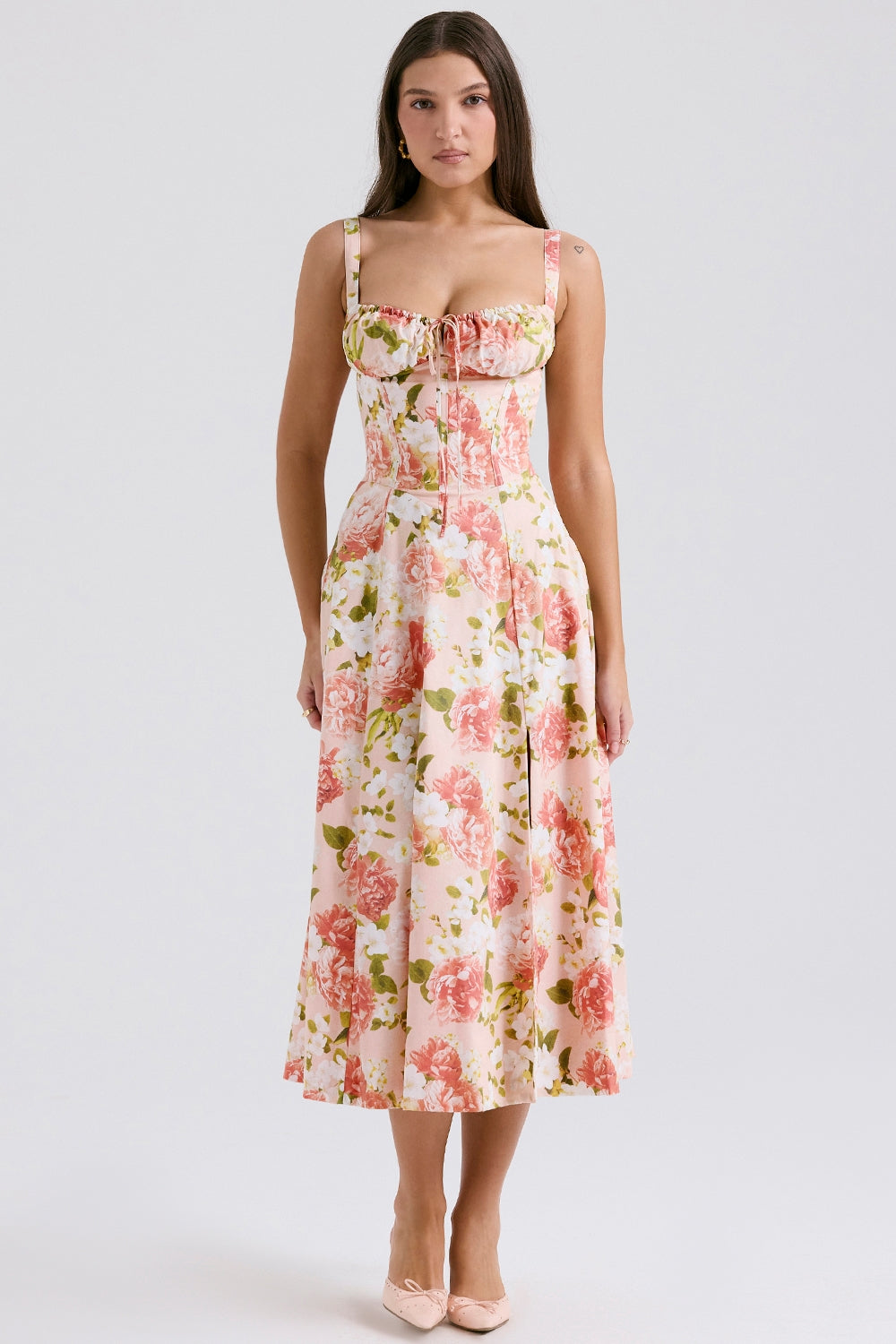 Melivya™ CARMEN PINK PEONY PRINT COTTON BUSTIER - Pink