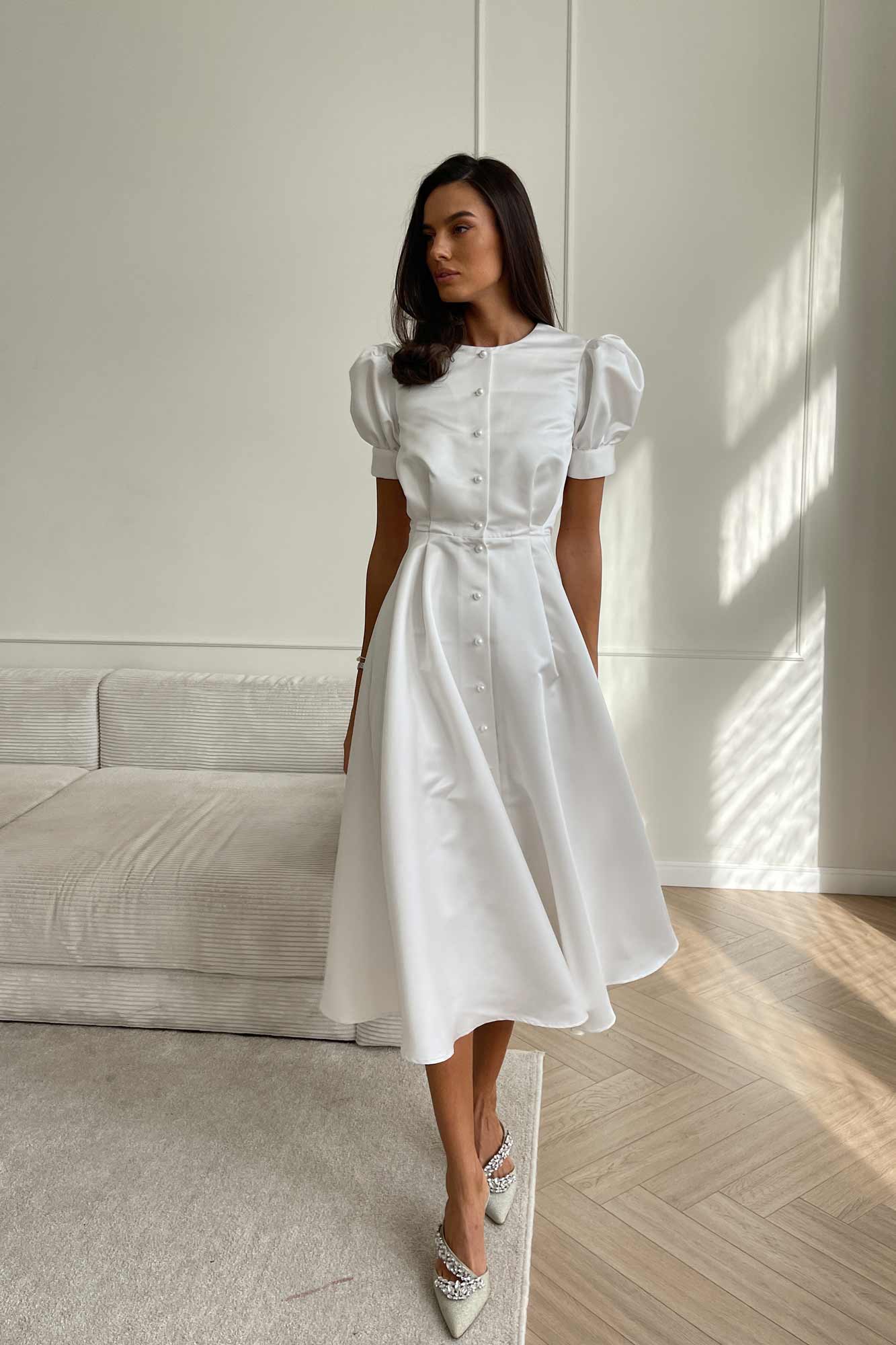 Melivya™ Button Front Midi Dress