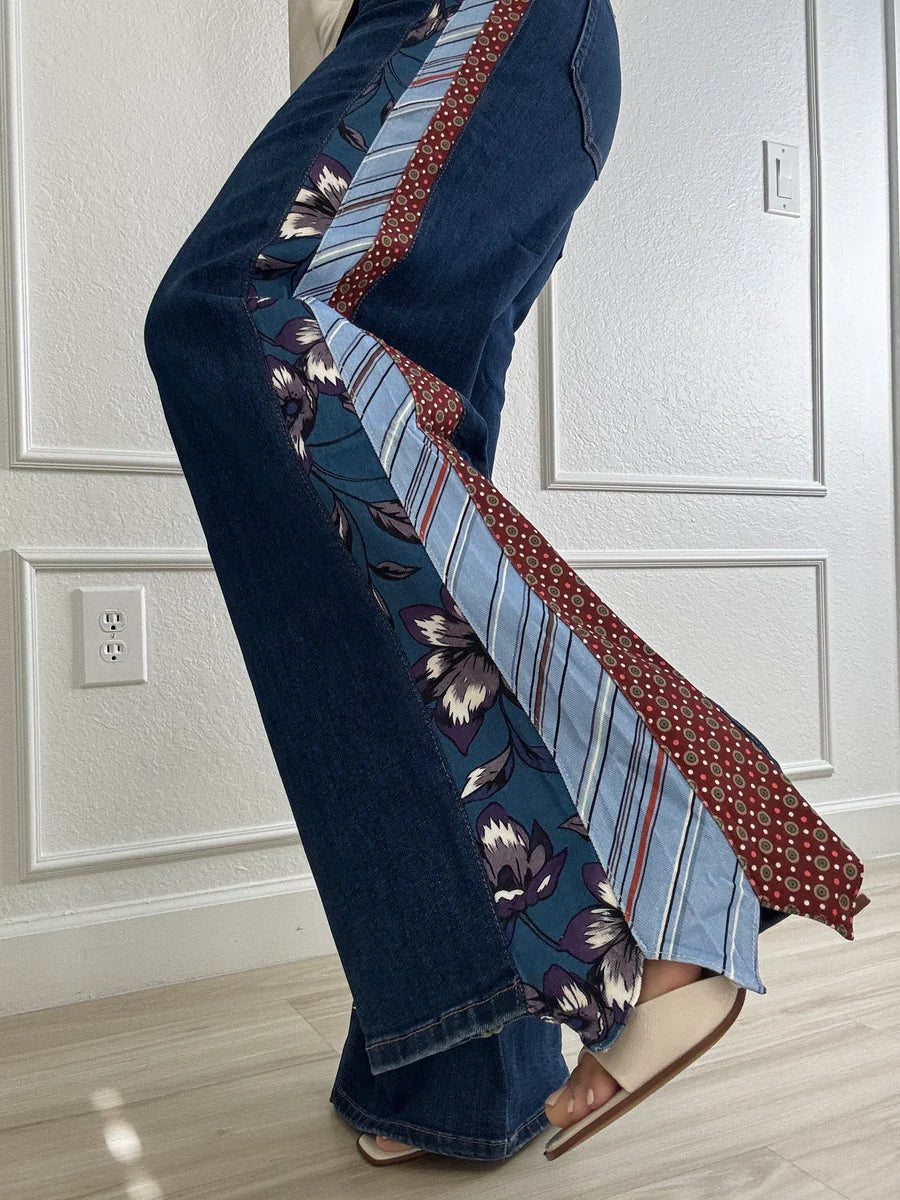 Melivya™ Patchwork Harmony Flare Jeans