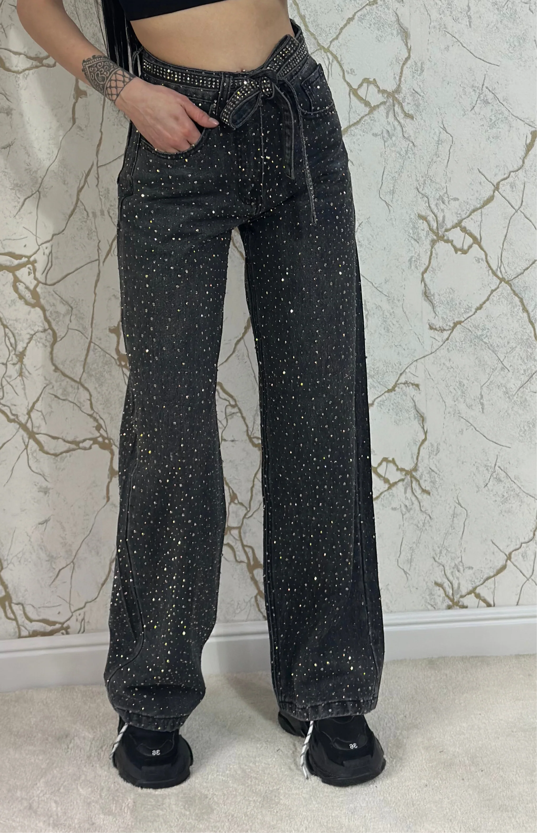 Melivya™ Starlight Bling Wide Jeans