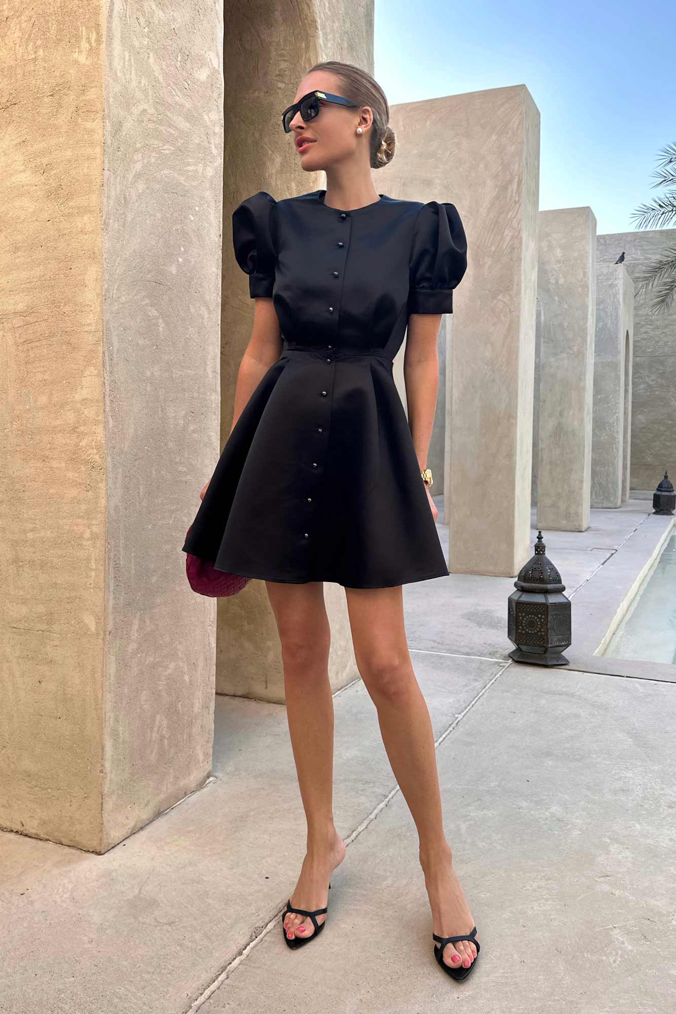 Melivya™ Button Front Mini Dress