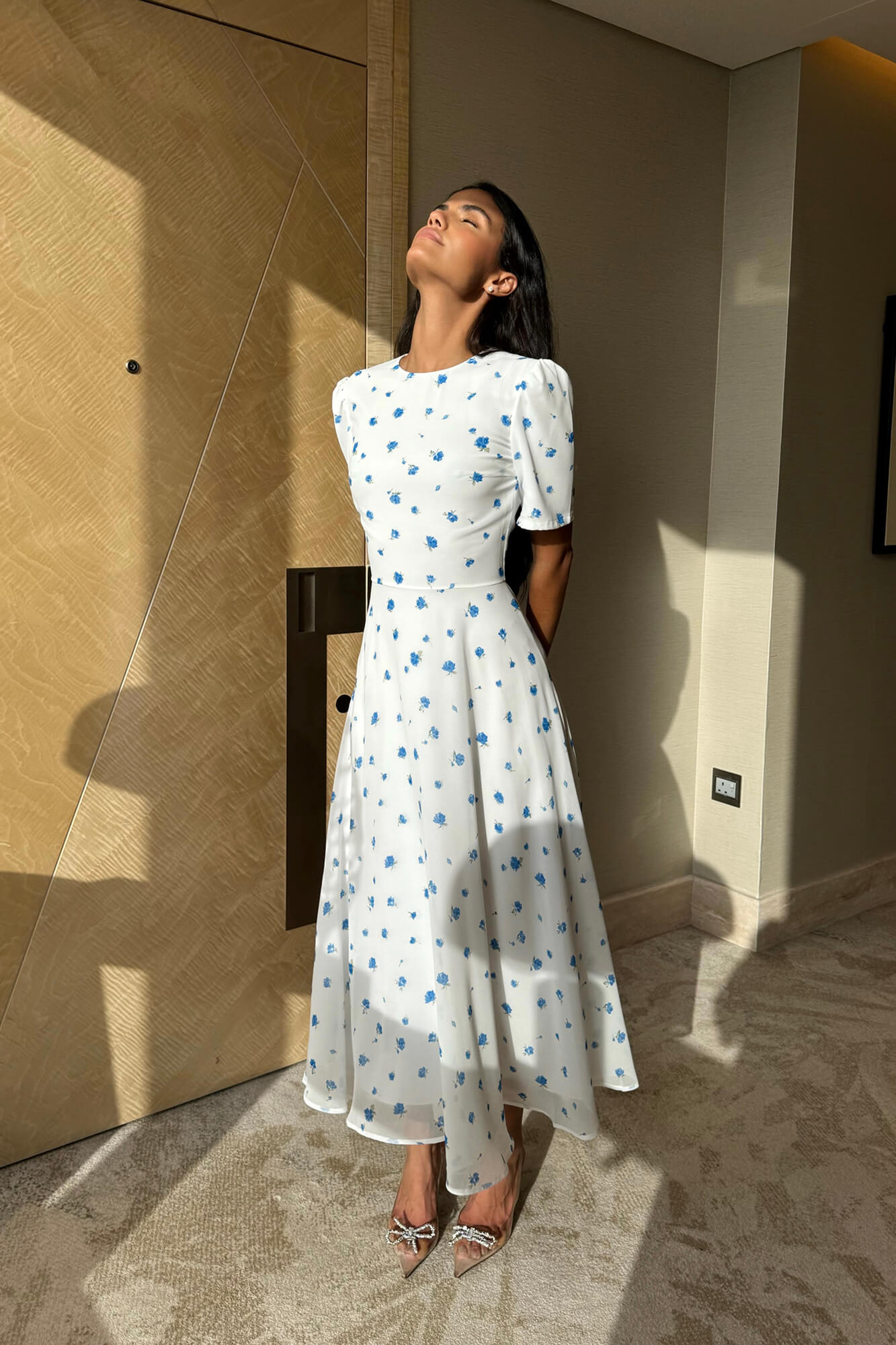 Melivya™ Short Sleeve Floral Midi Dress