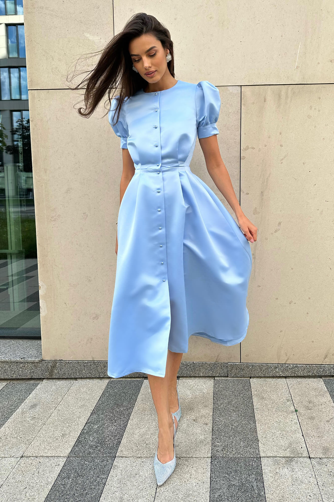 Melivya™ Button Front Midi Dress