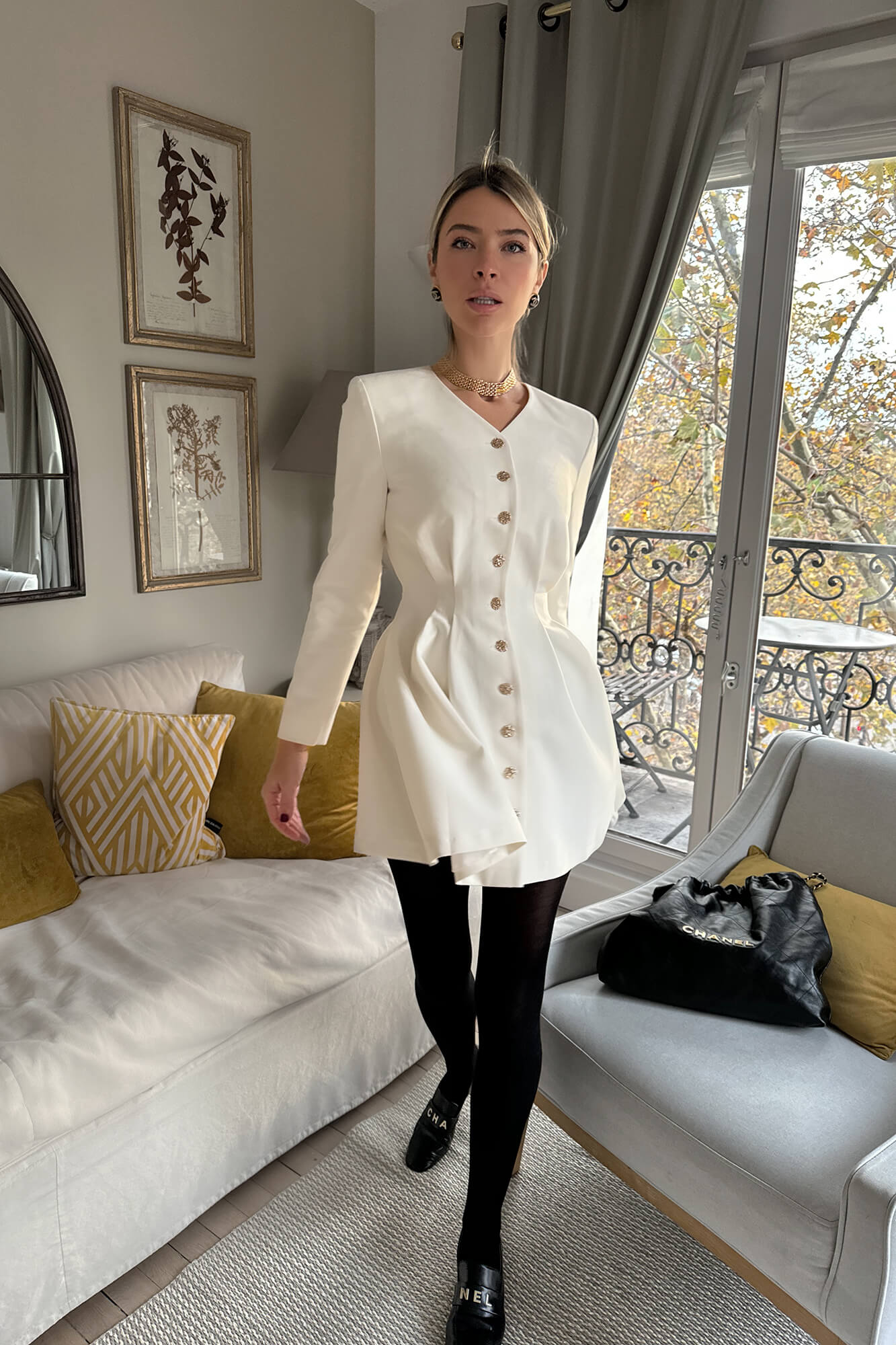 Melivya™ Long Sleeve Button Front Mini Dress