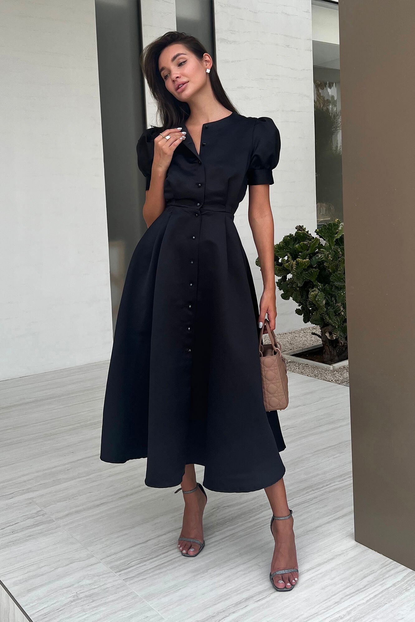 Melivya™ Button Front Midi Dress