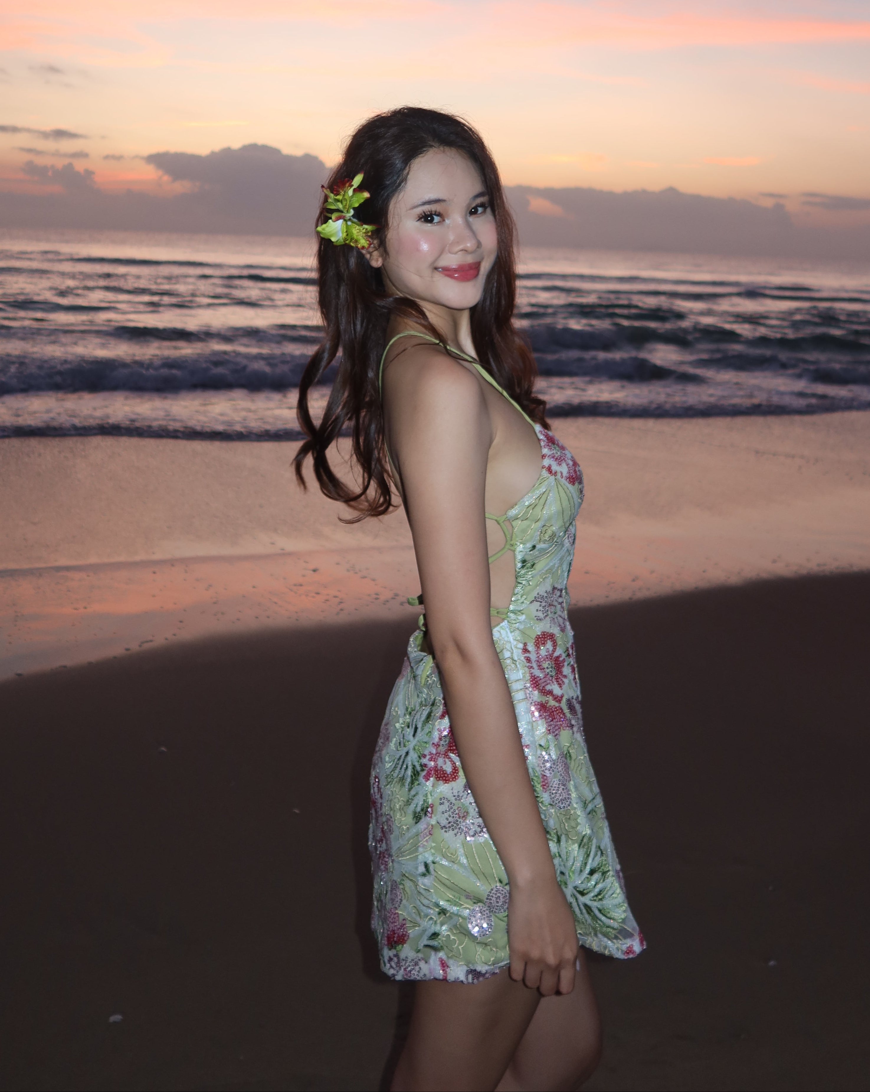 Melivya™  Floral Embellished Mini Dress