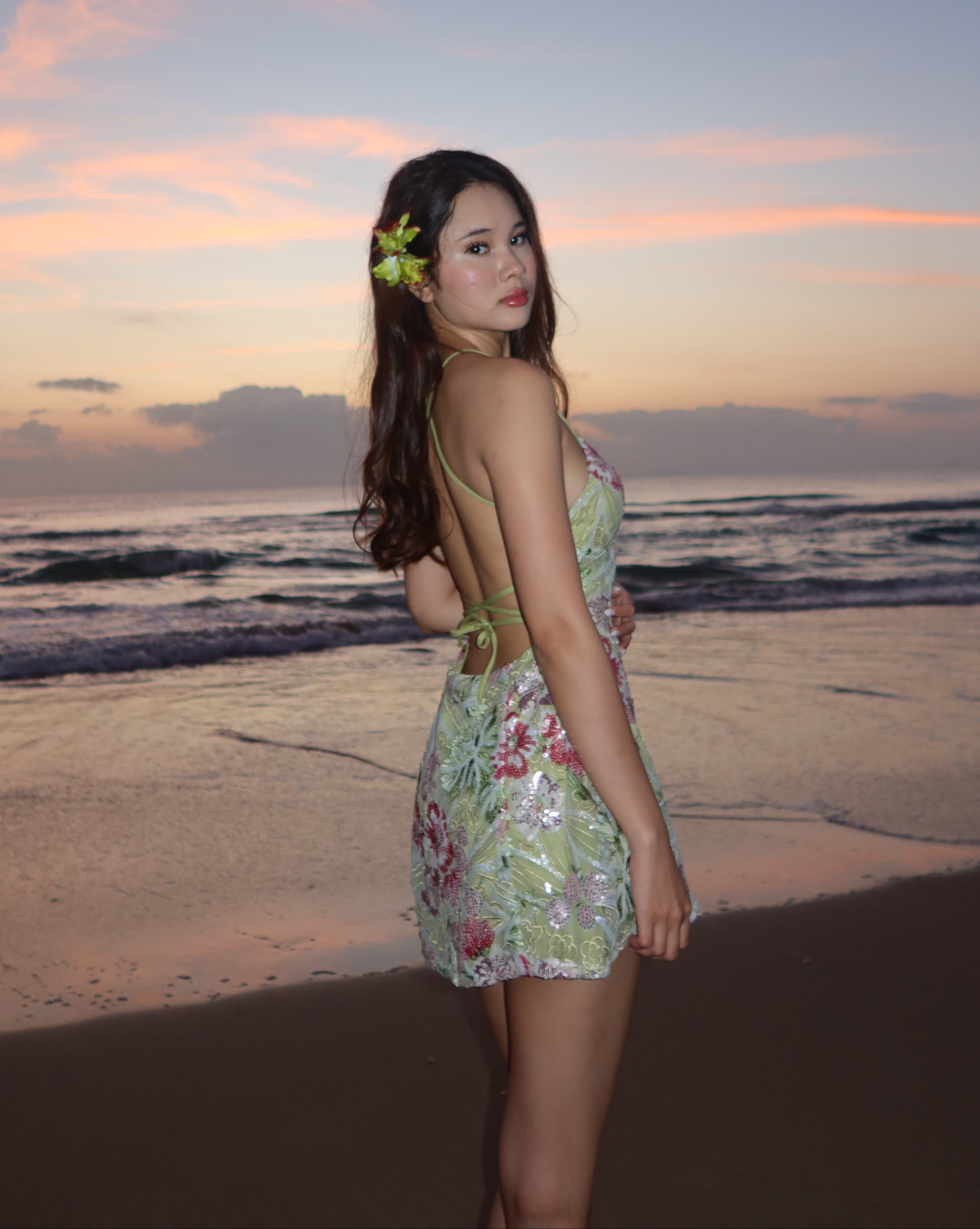 Melivya™  Floral Embellished Mini Dress