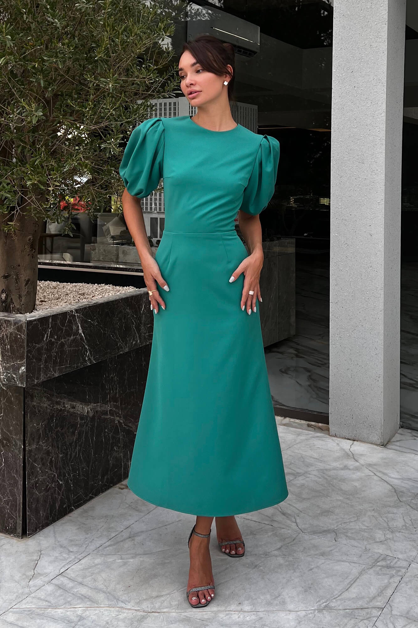 Melivya™ Godet Silhouette Puff Sleeve