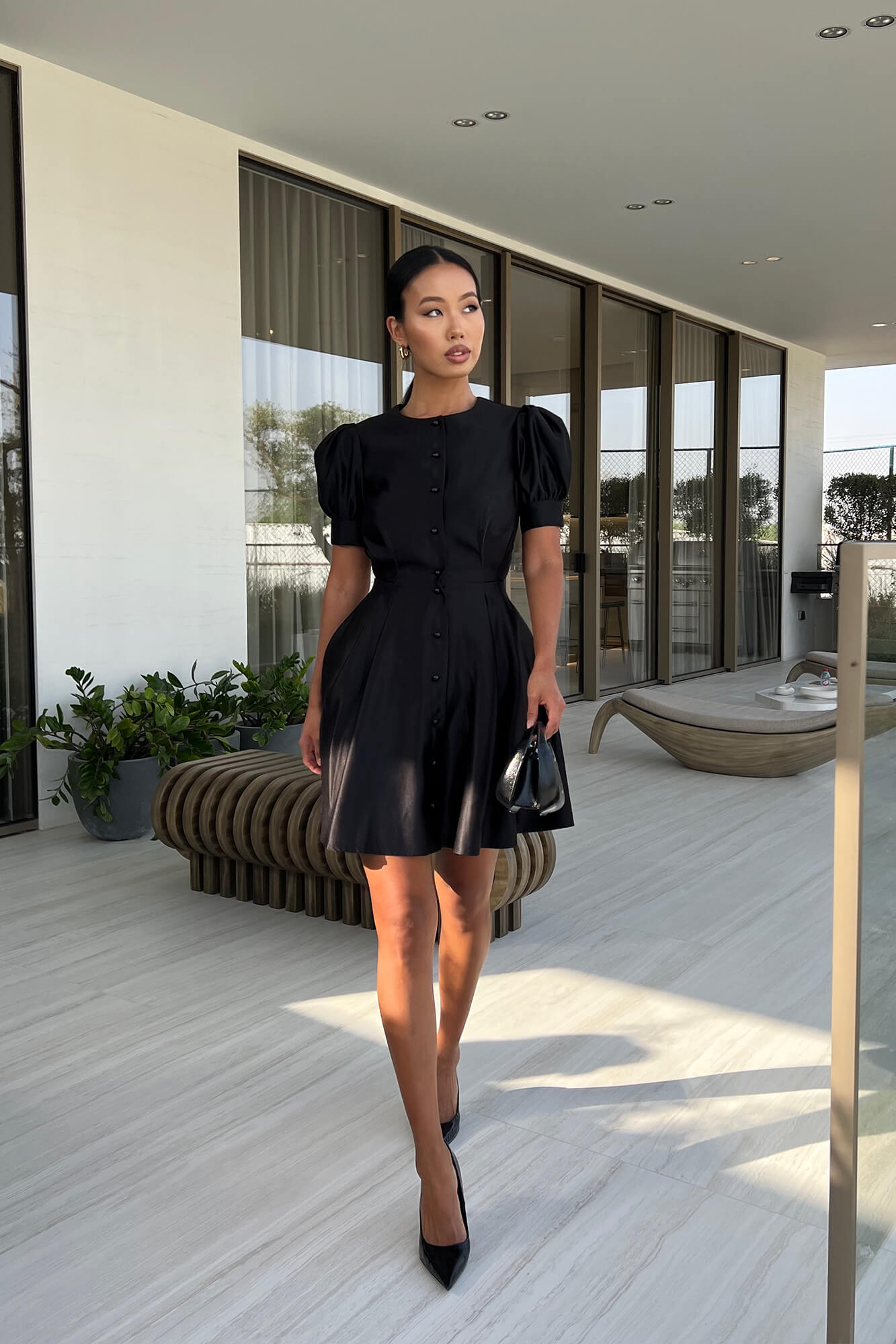 Melivya™ Button Front Mini Dress