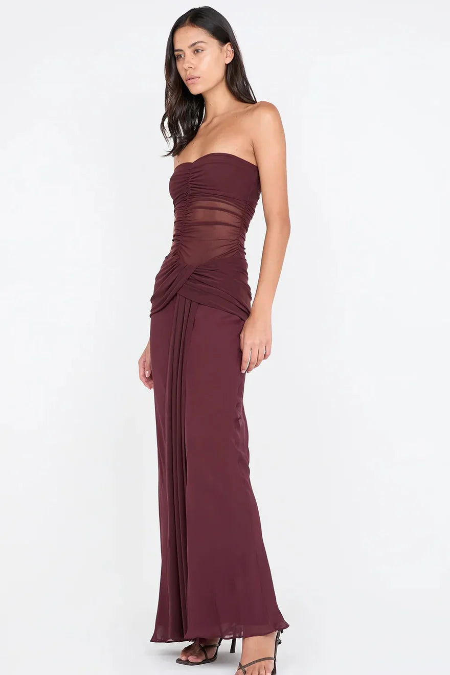 Melivya™ Plum Illusion Drape Gown