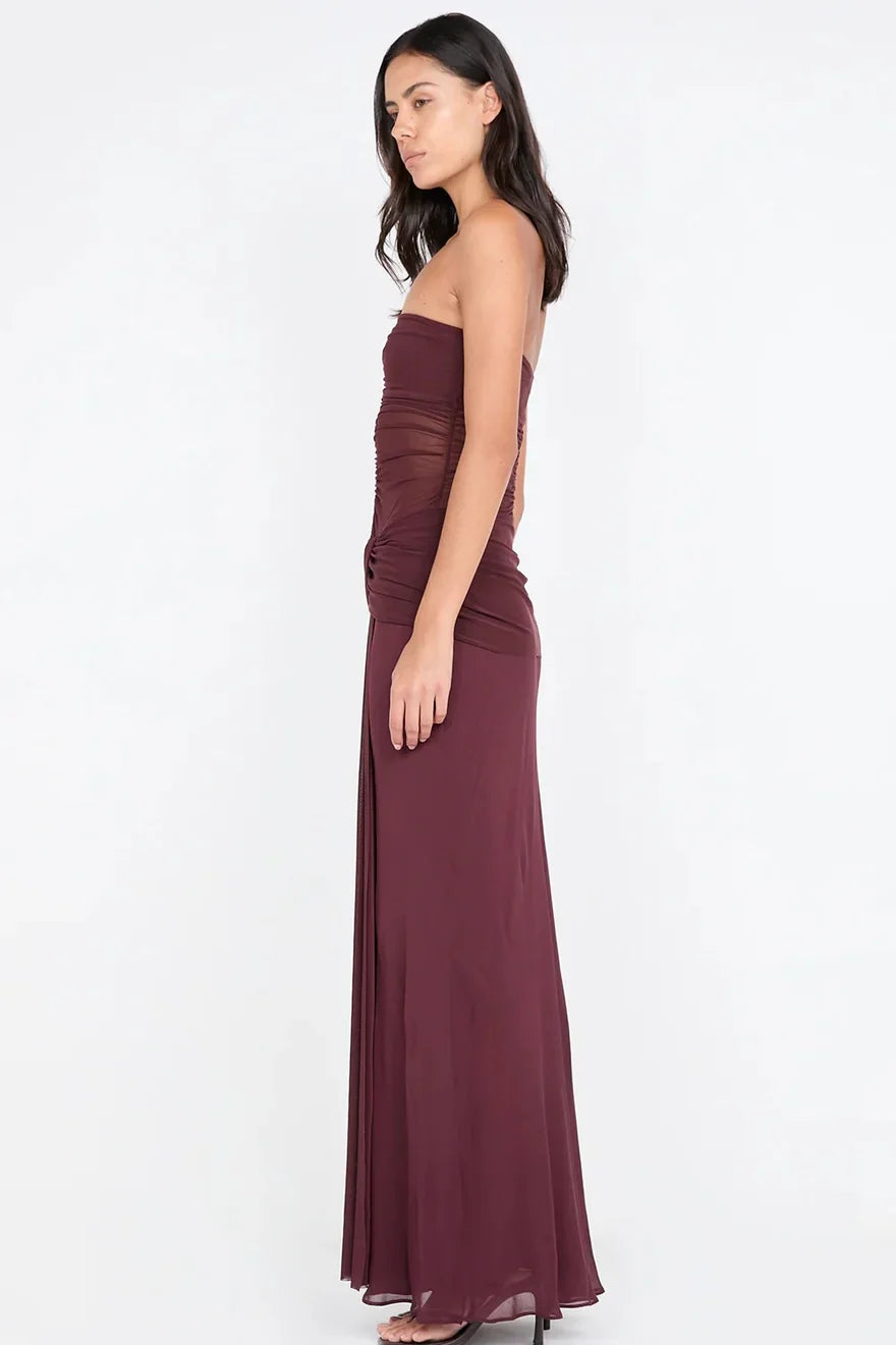 Melivya™ Plum Illusion Drape Gown