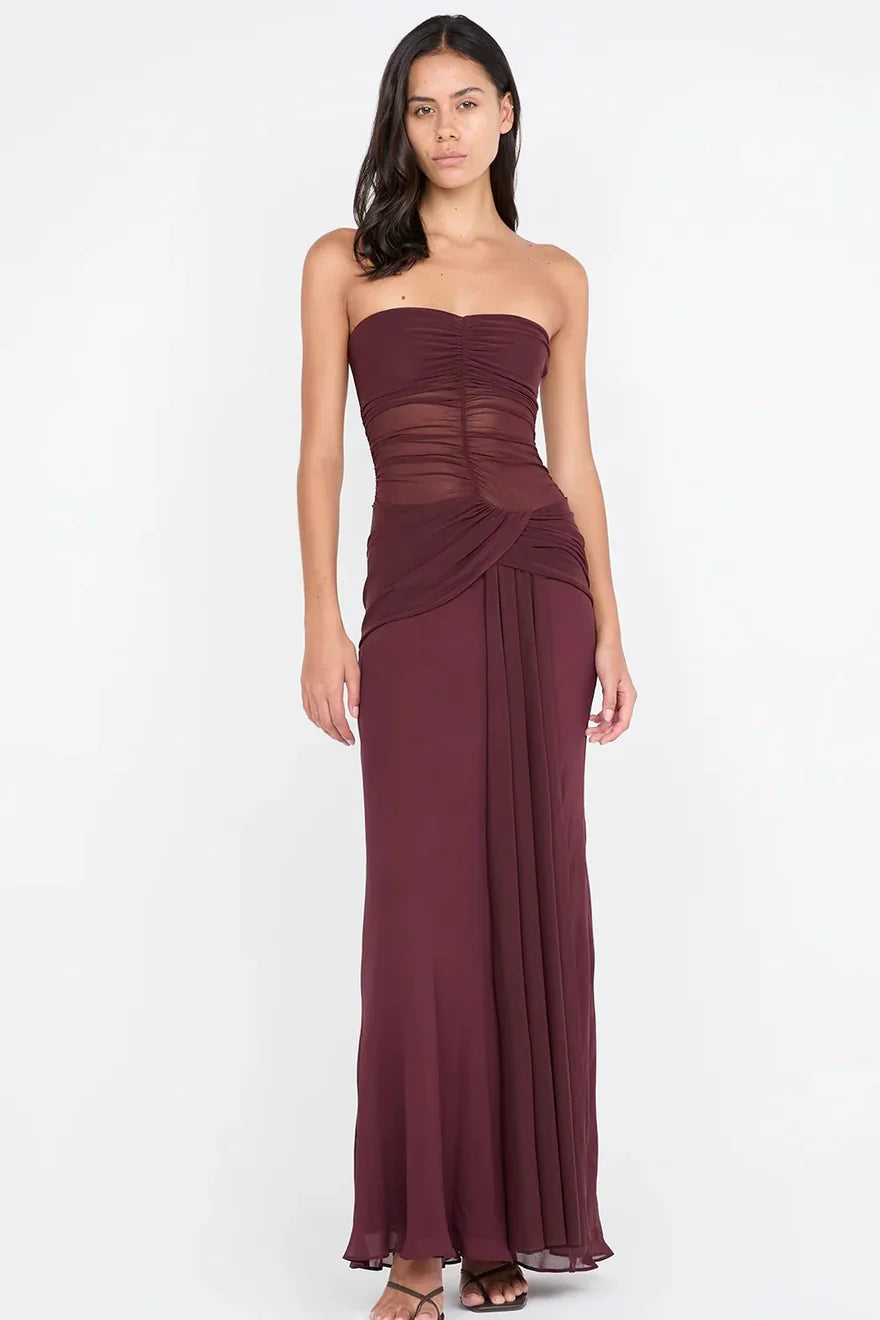 Melivya™ Plum Illusion Drape Gown