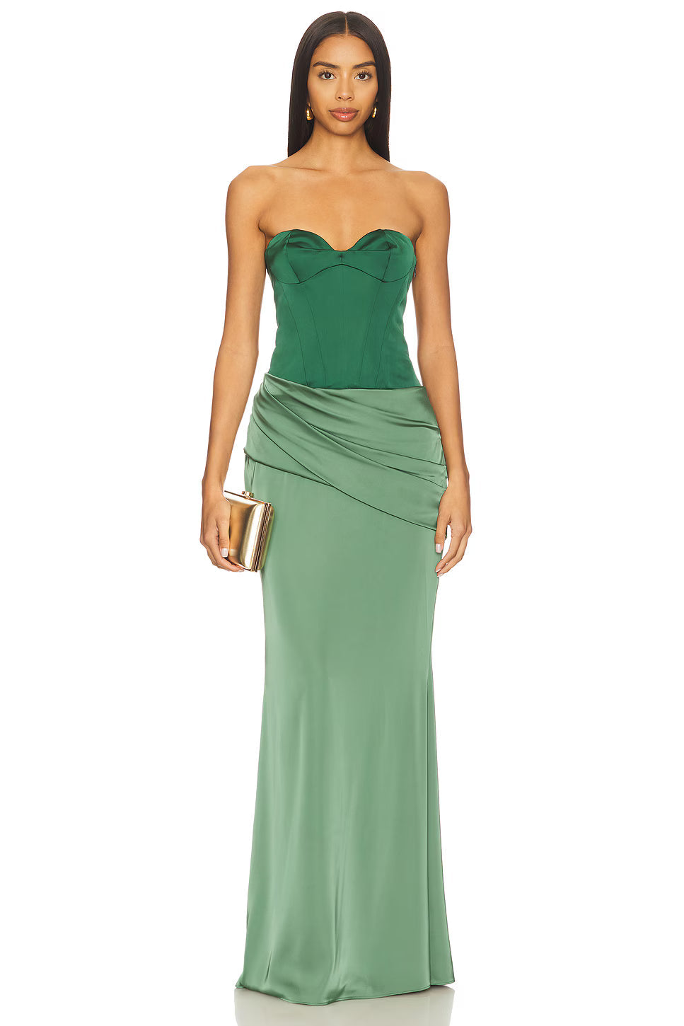 Melivya™ Emerald Wrap Satin Gown
