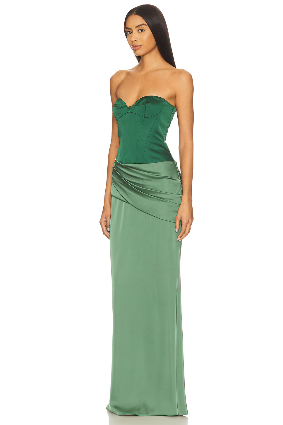 Melivya™ Emerald Wrap Satin Gown