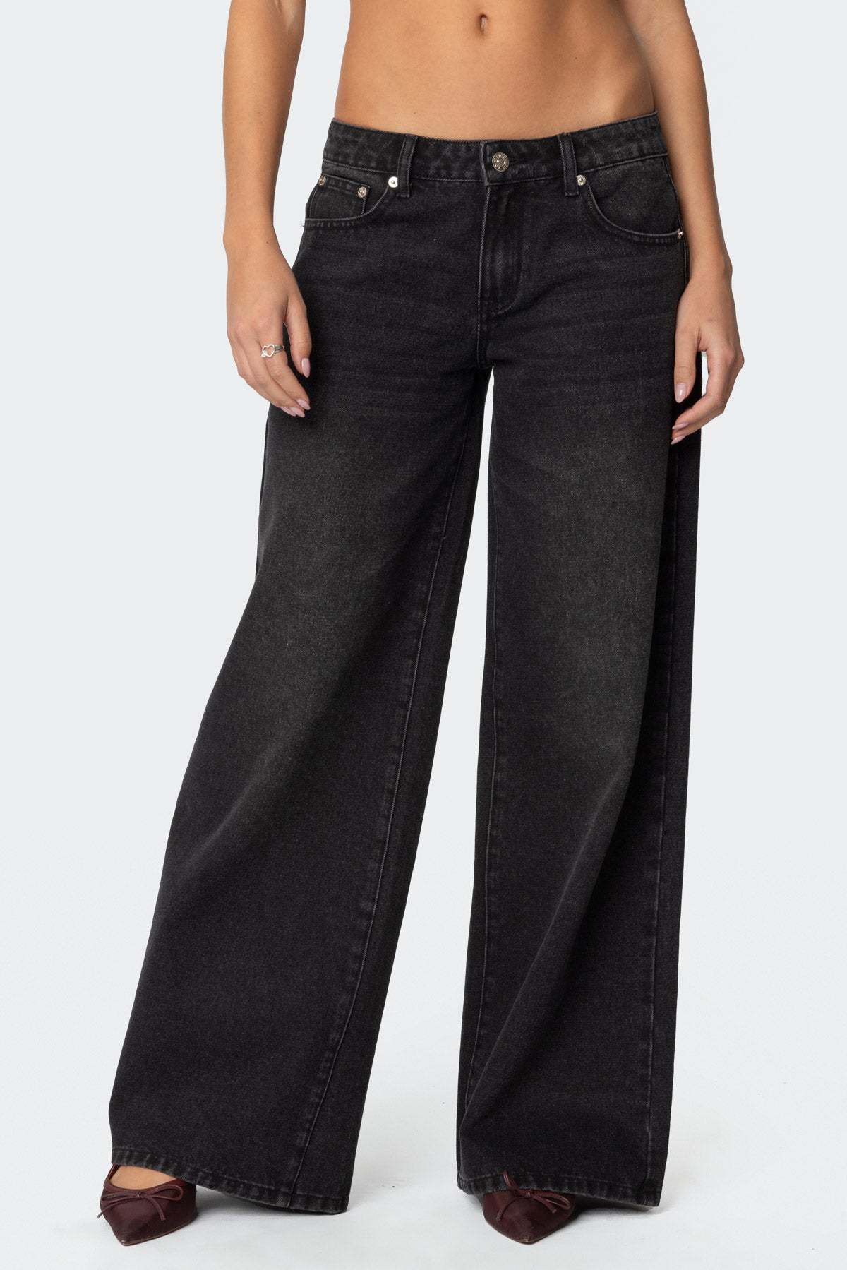 Melivya™ Black Westbrook Vintage Wide Jeans