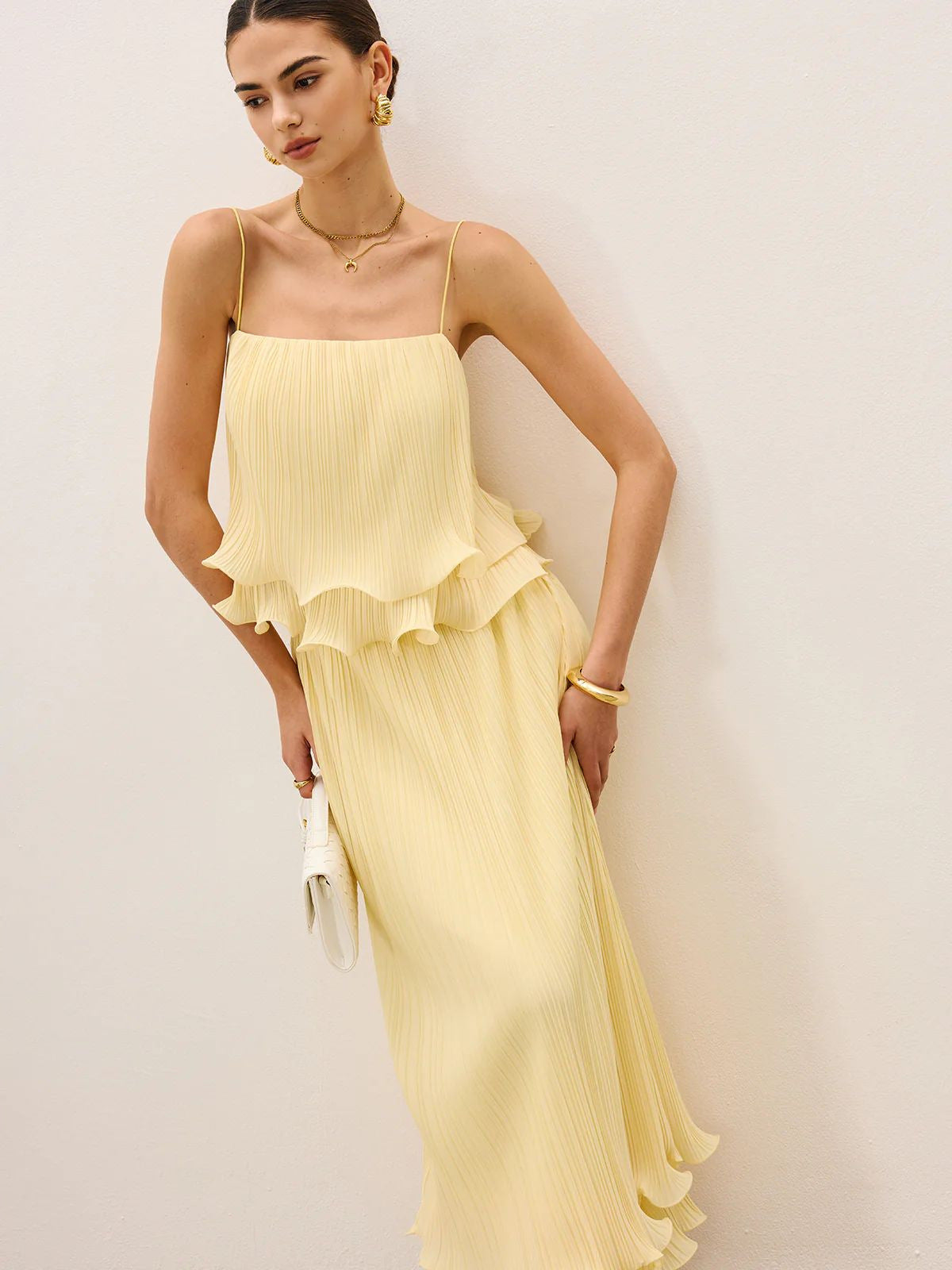 Melivya™  Gilded Morning Fine Pleated Camisole
