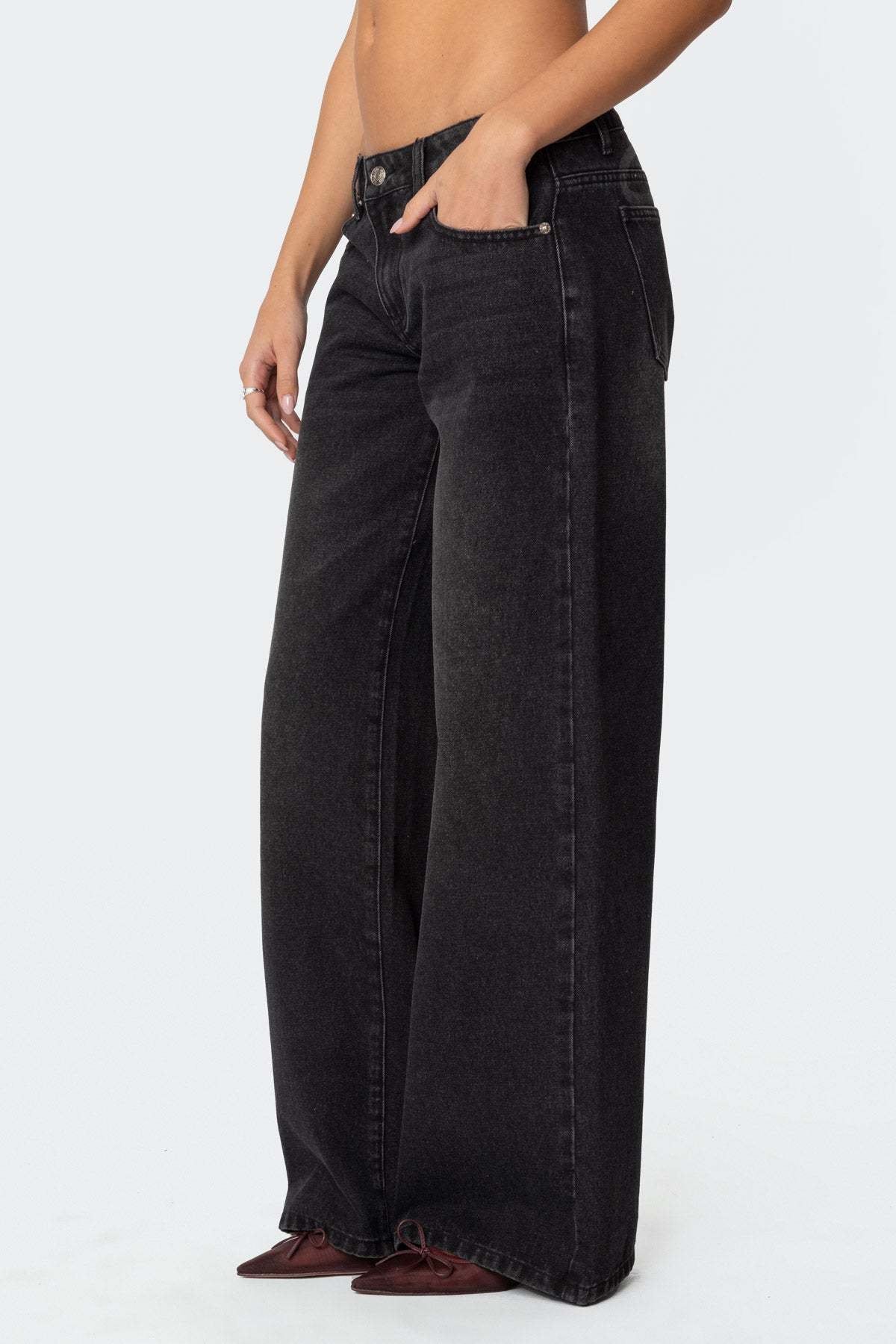 Melivya™ Black Westbrook Vintage Wide Jeans