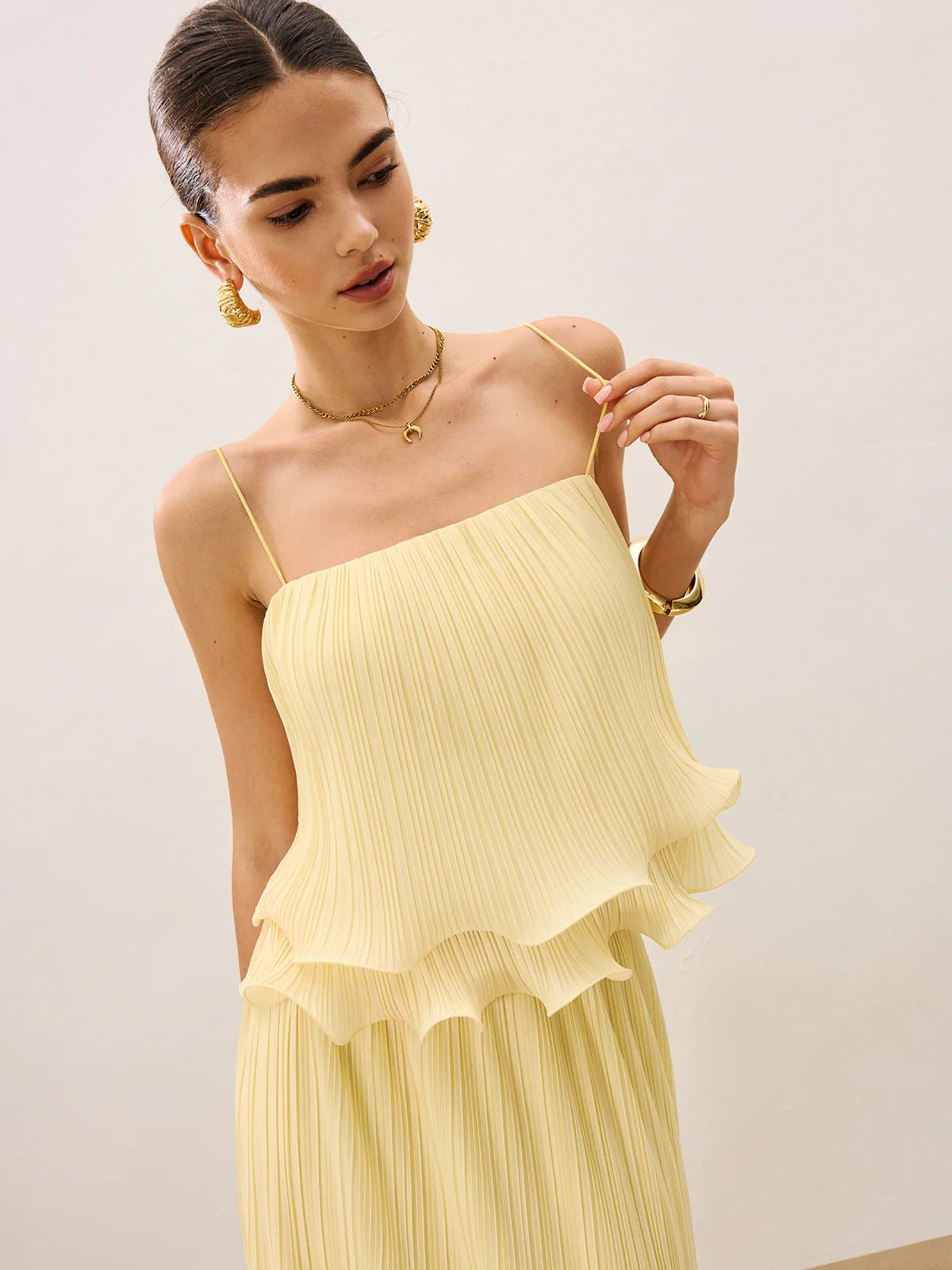 Melivya™  Gilded Morning Fine Pleated Camisole