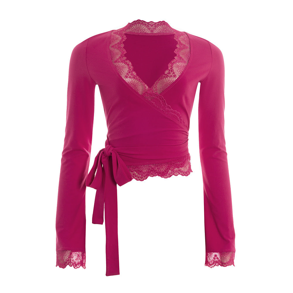 Melivya™ Rose Flame Lace Tie Top