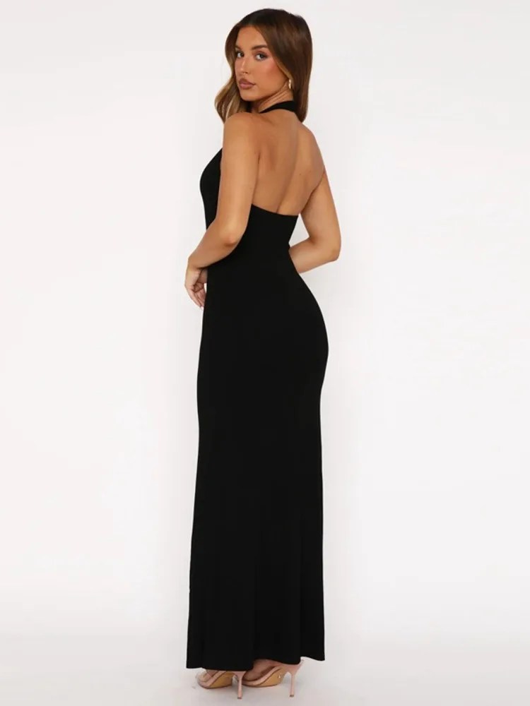 Melivya™ Halter Scoop Neck Maxi Dress