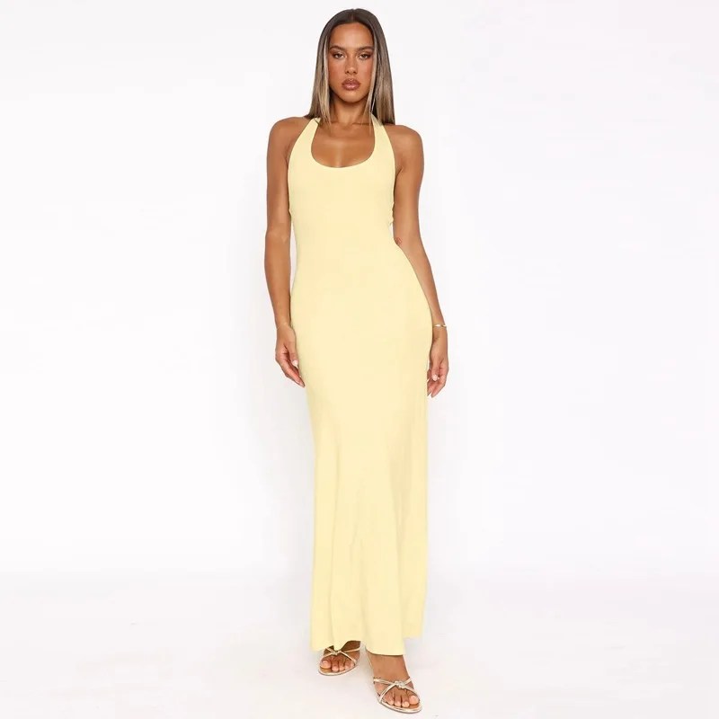 Melivya™ Halter Scoop Neck Maxi Dress