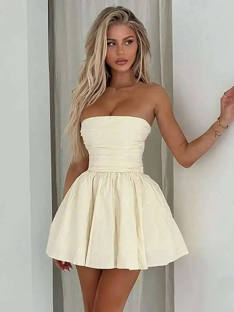 Melivya™ Strapless Bow Tie Mini Dress