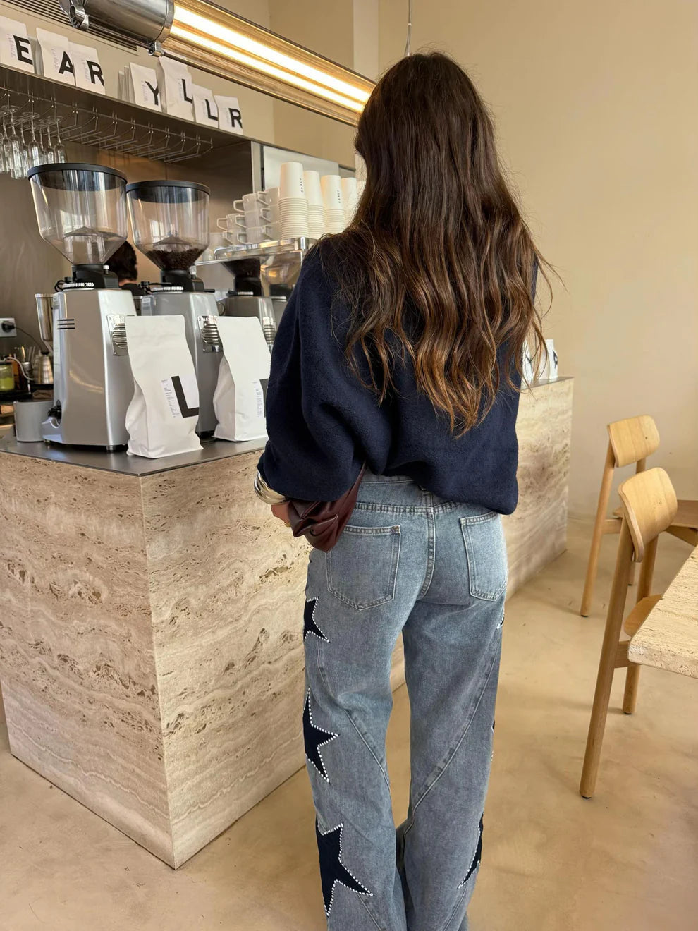 Melivya™ Stars Patch Wide Leg Jeans