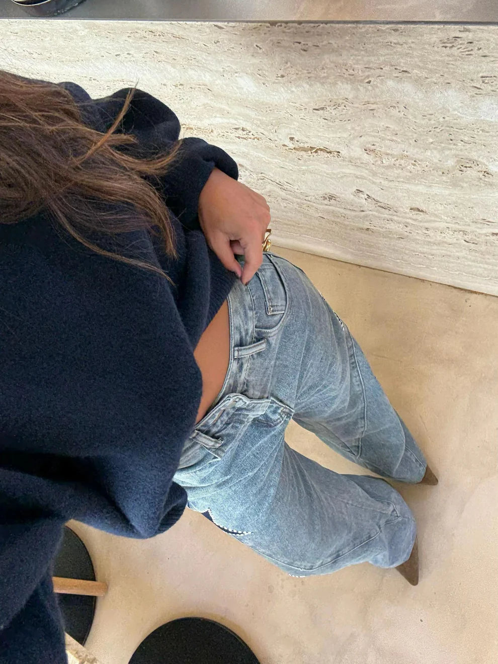 Melivya™ Stars Patch Wide Leg Jeans